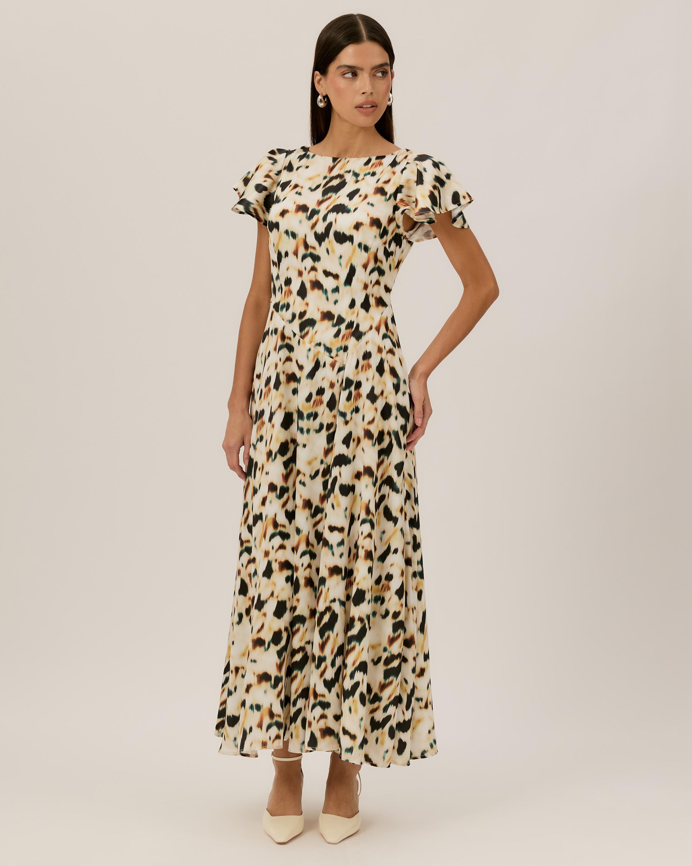 Morgan Flutter Sleeve Midi Dress