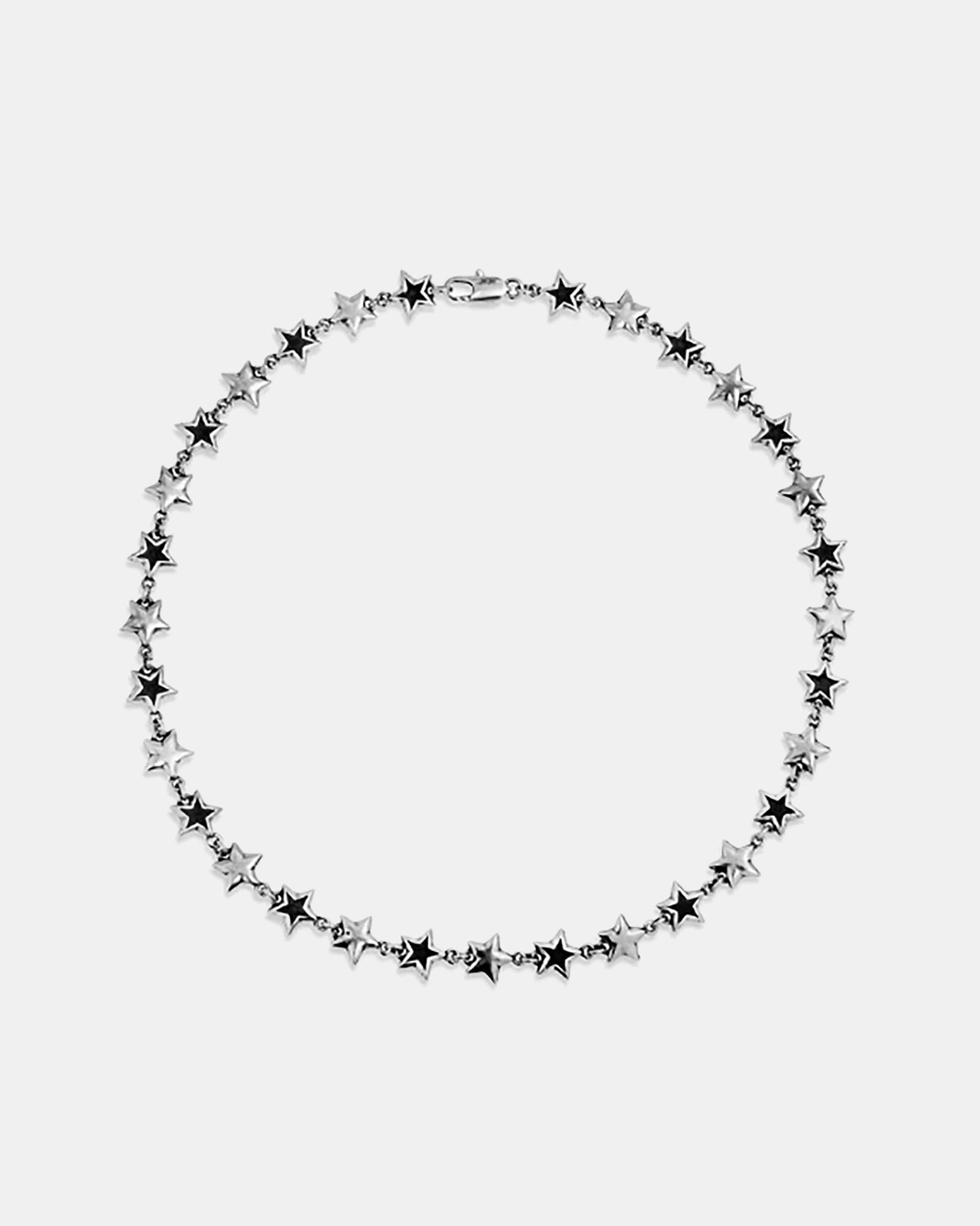 Black Enameled Stars Necklace