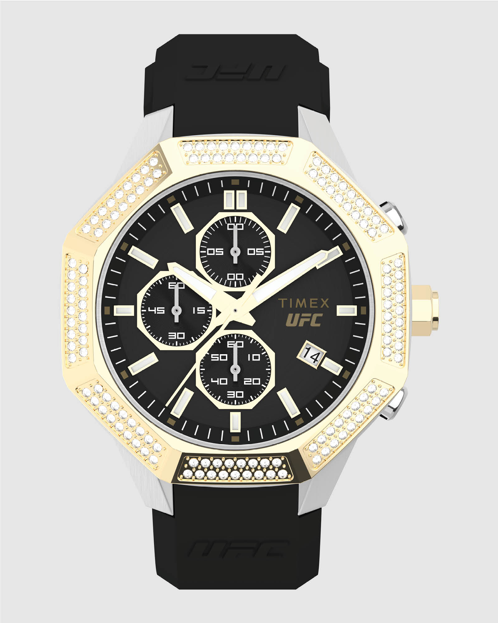 UFC King Two Tone 45mm Black Dial and Silicone Strap