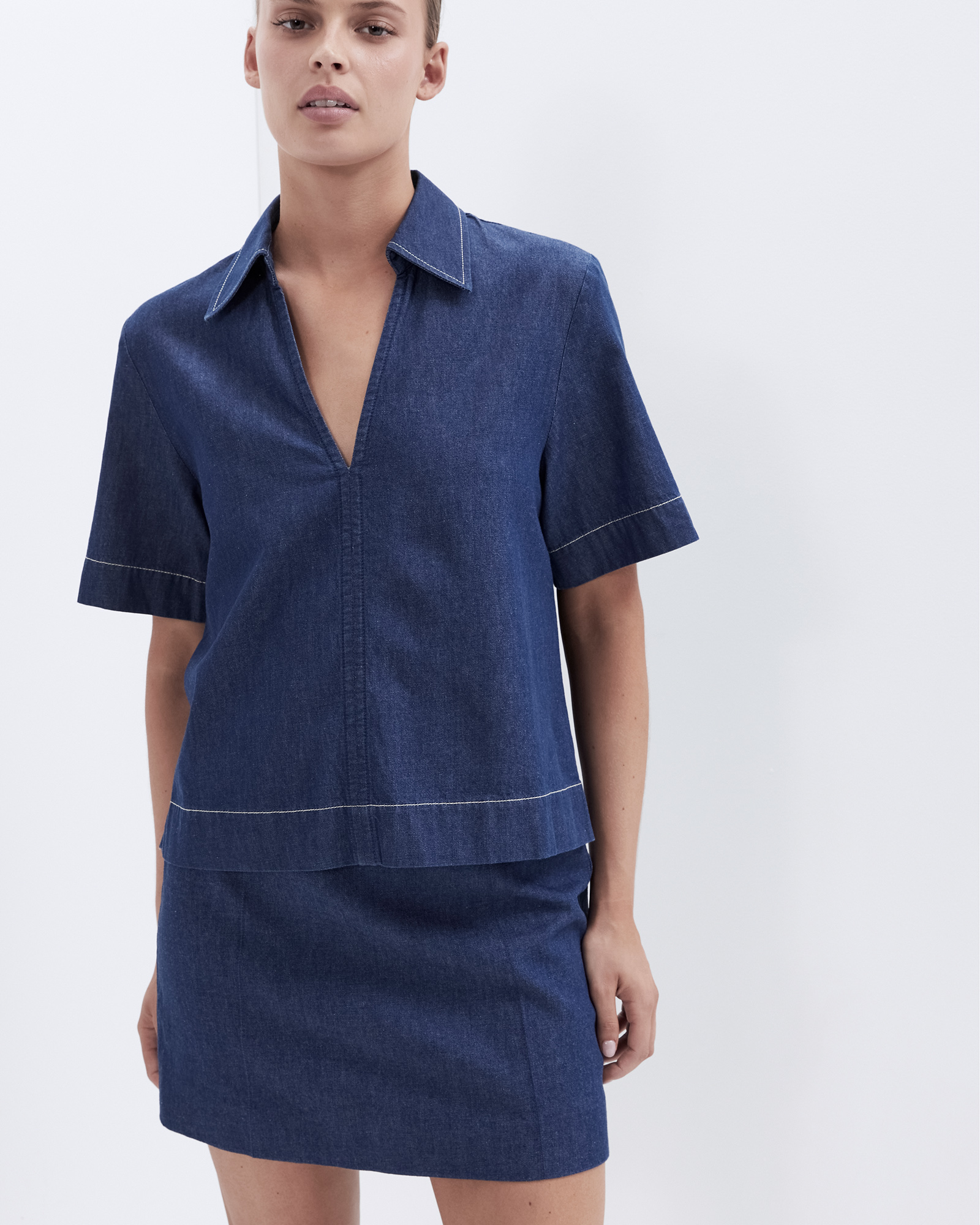 Collared Denim Popover