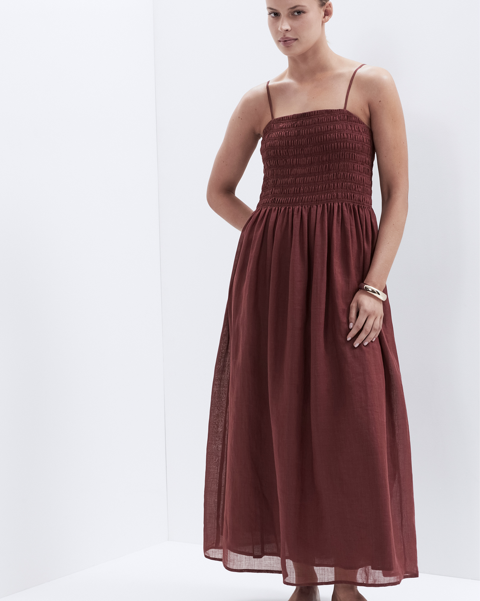 Ramie Shirred Dress