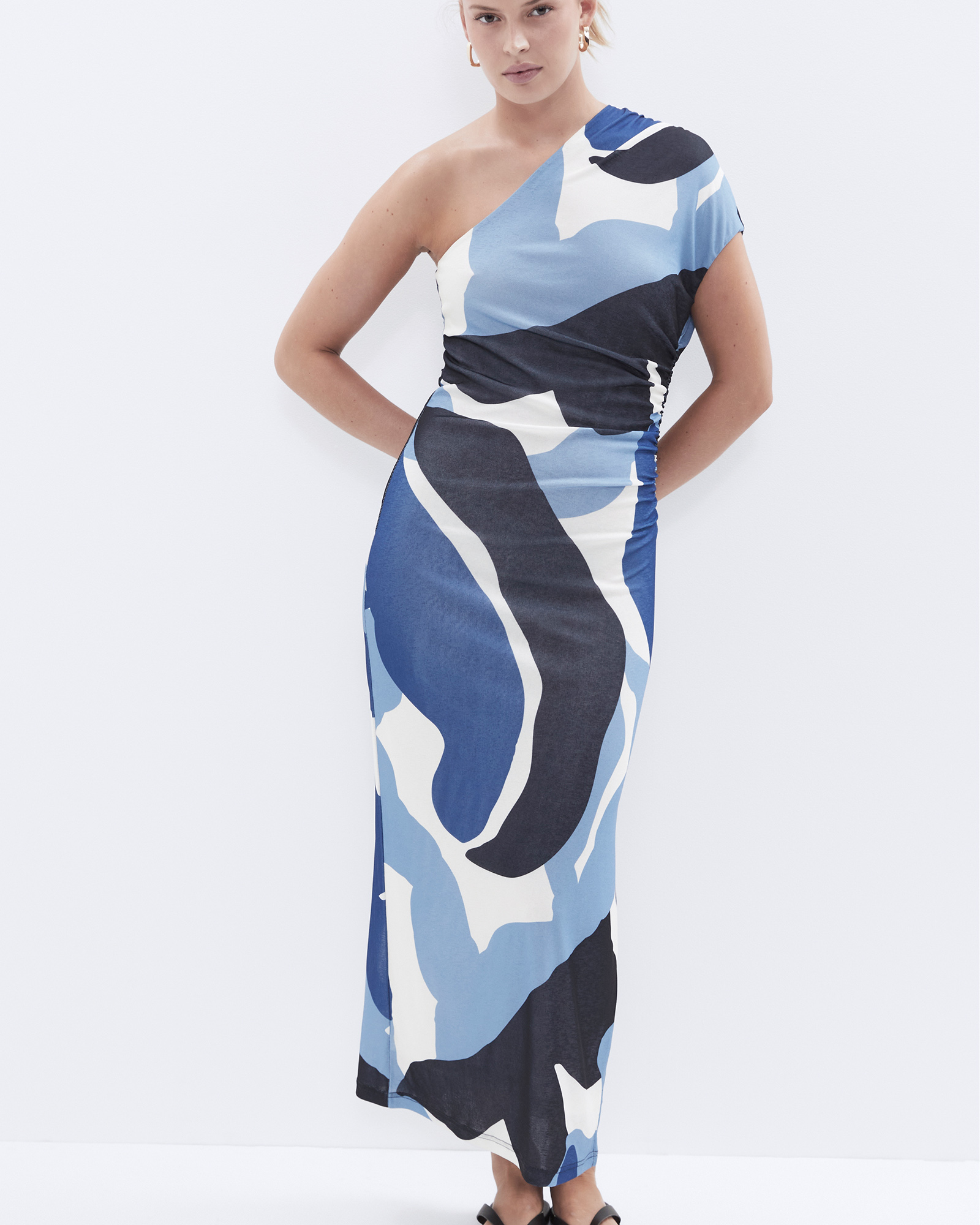 Ruched One Shoulder Dress