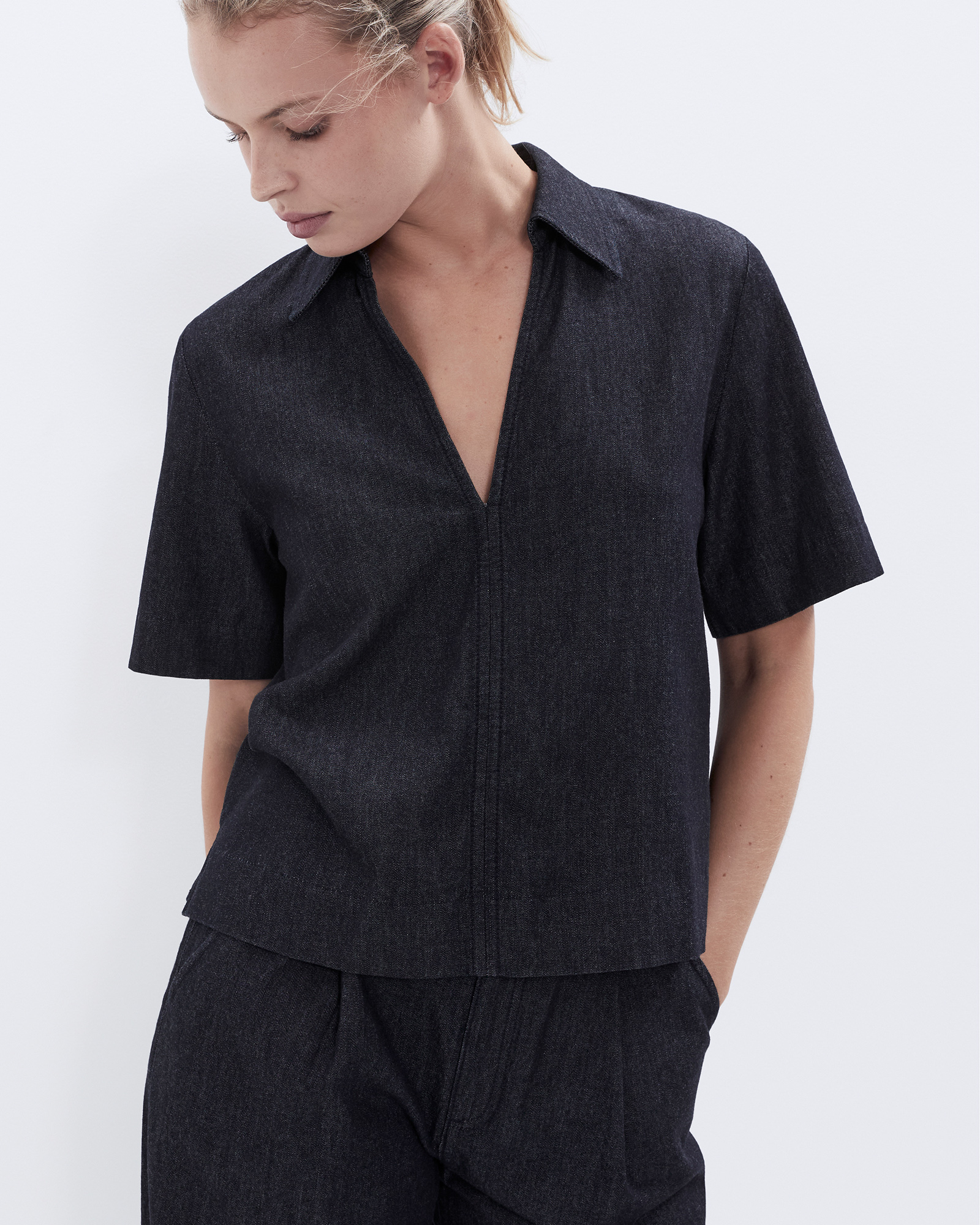 Collared Denim Popover