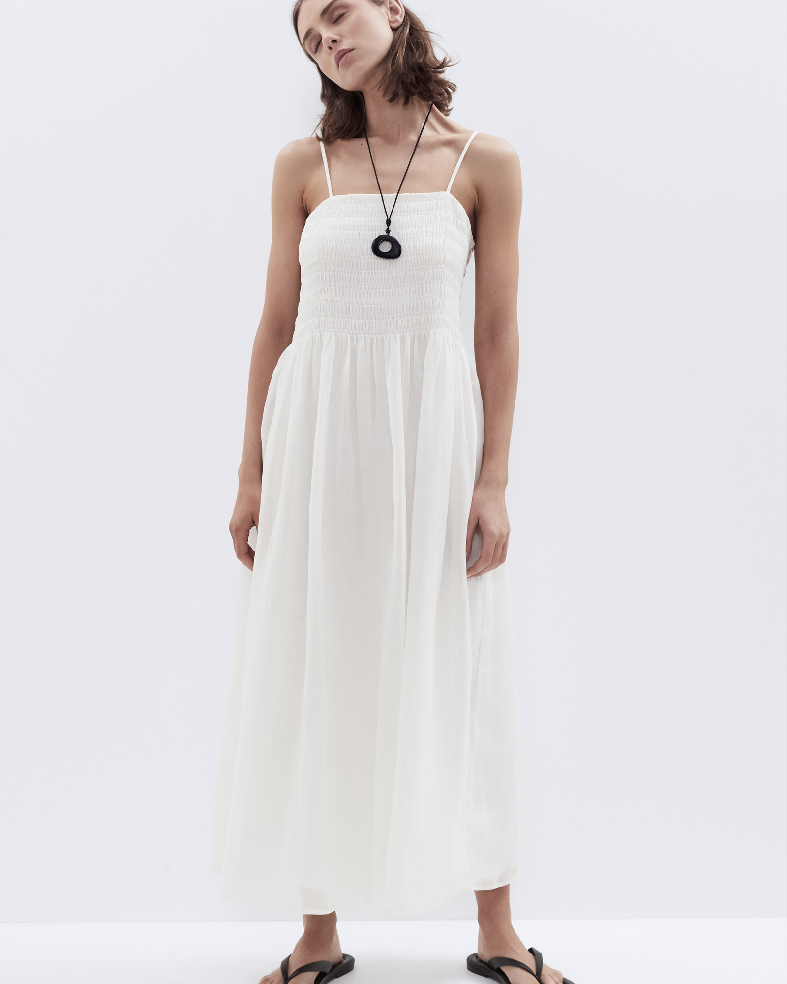 Ramie Shirred Dress