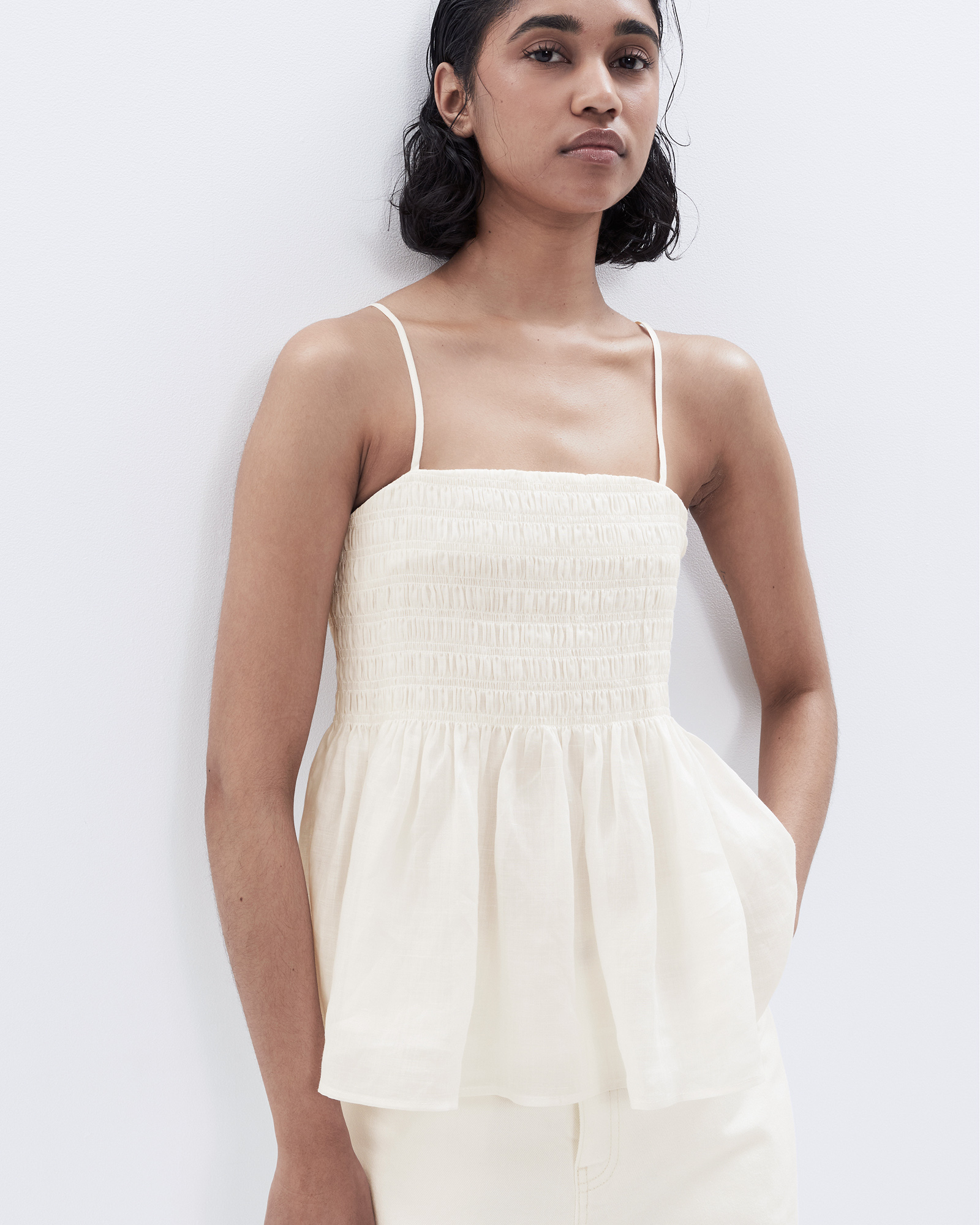 Ramie Shirred Top