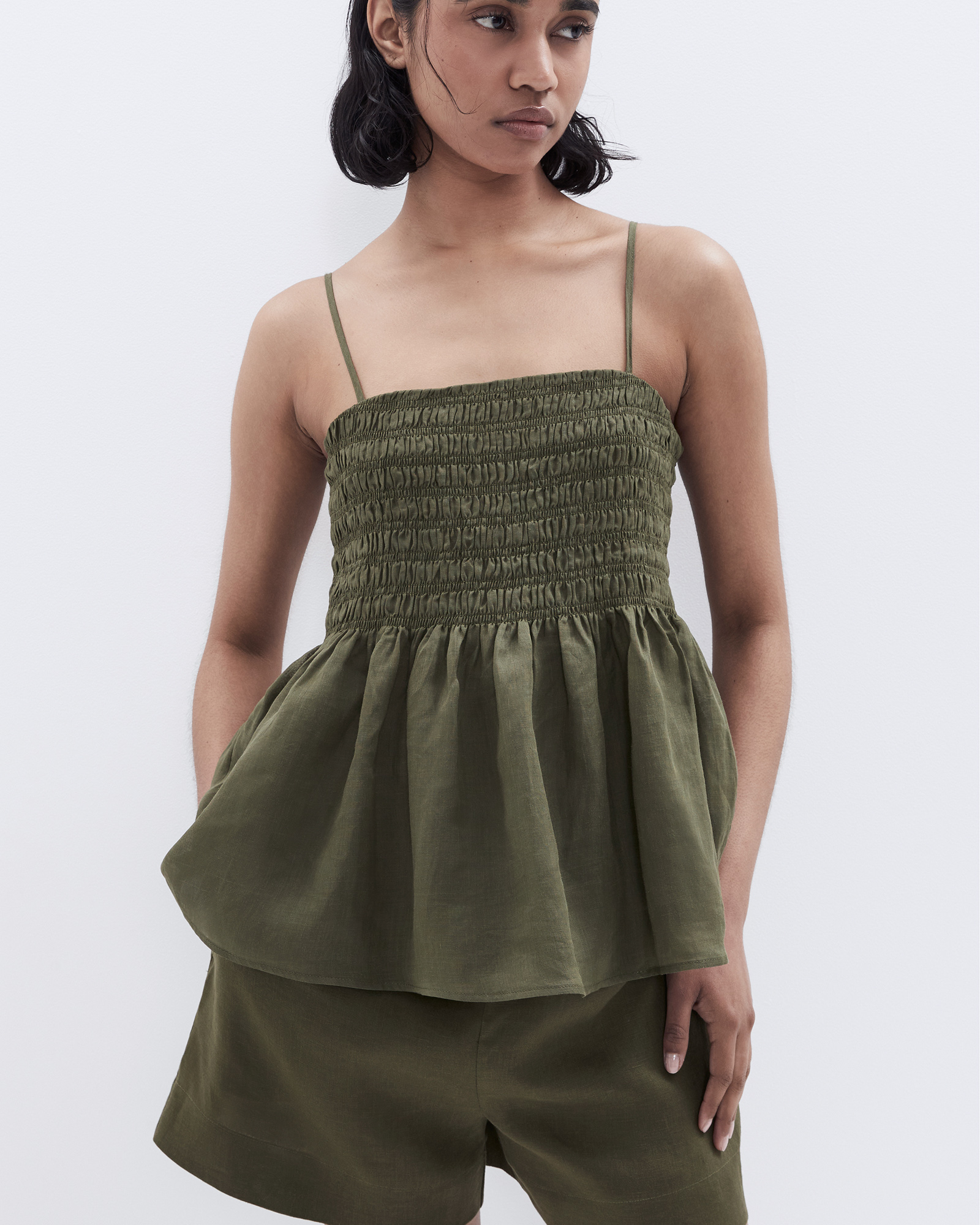 Ramie Shirred Top