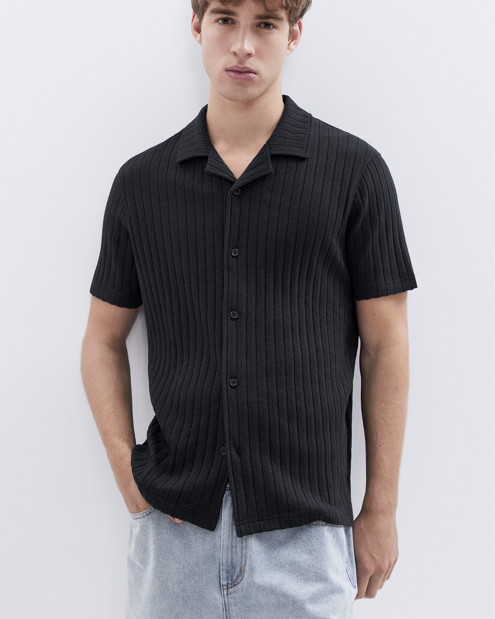 Rib Stitch Button Thru