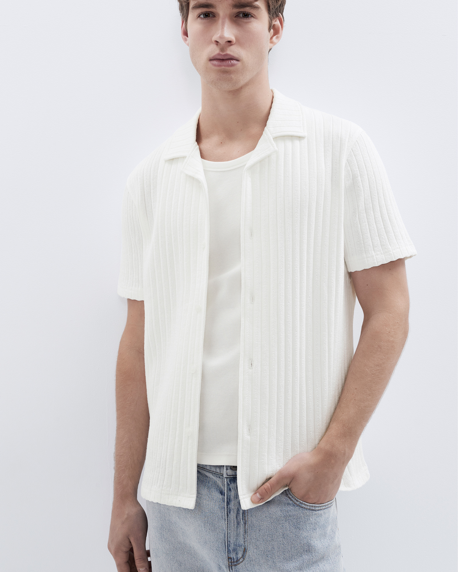 Rib Stitch Button Thru