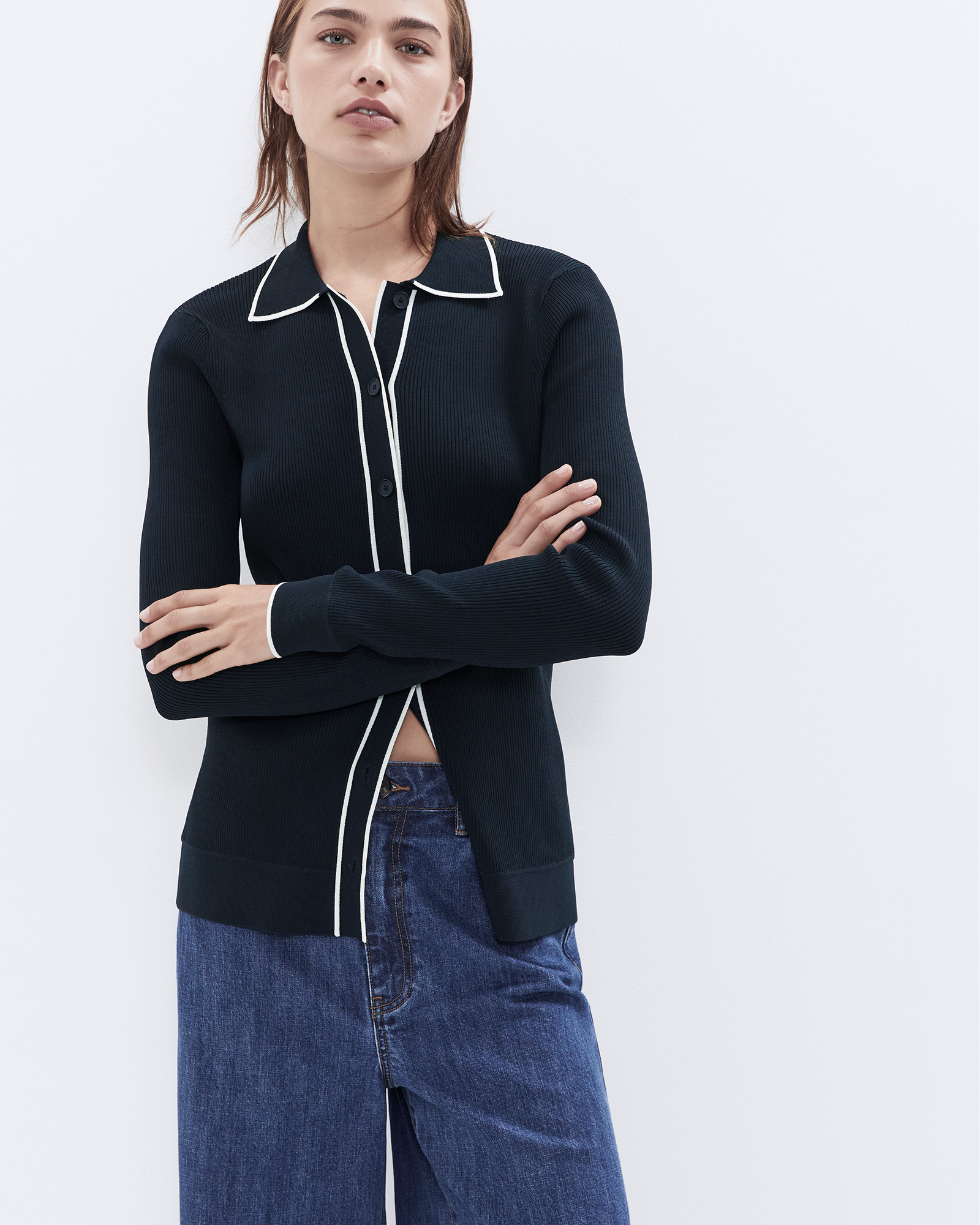 Sporty Button Through Knit