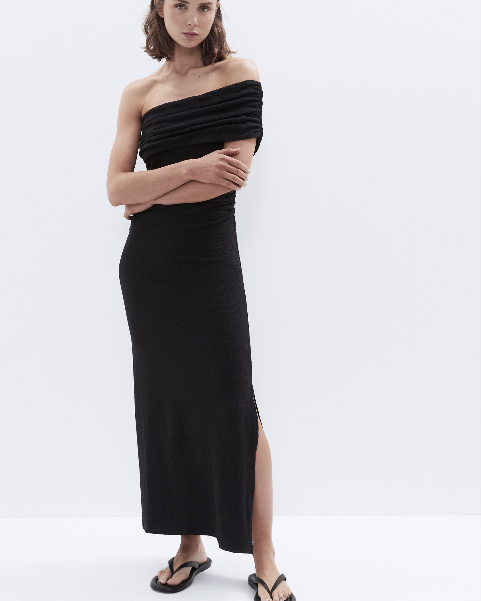 Textured One Shoulder Dress