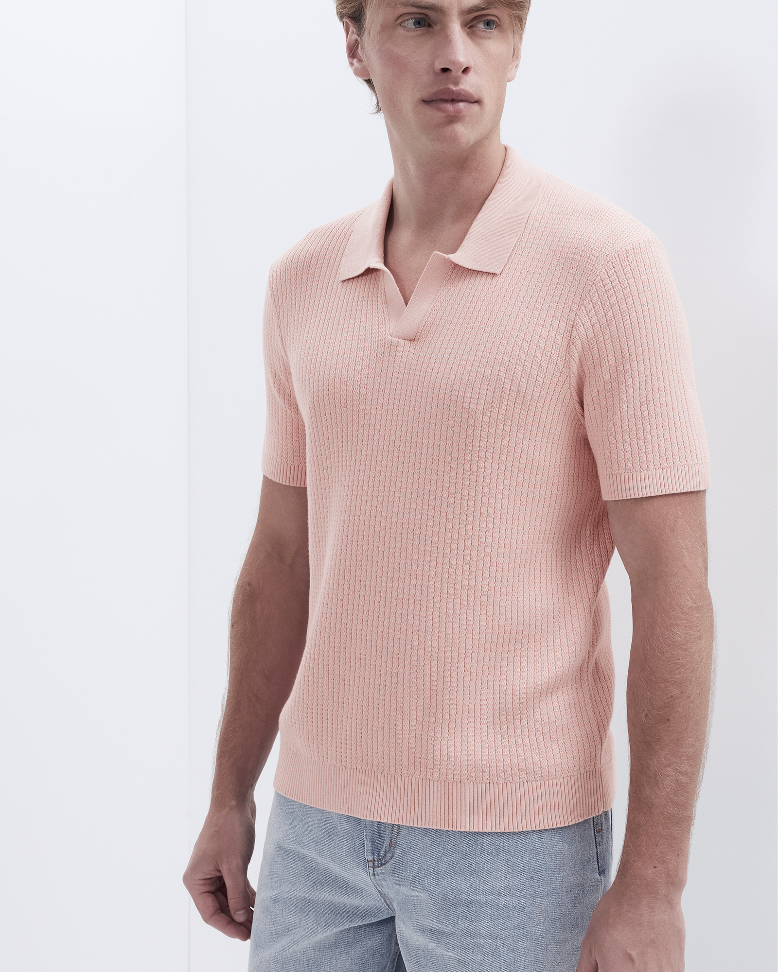 Wavy Stitch Knit Polo