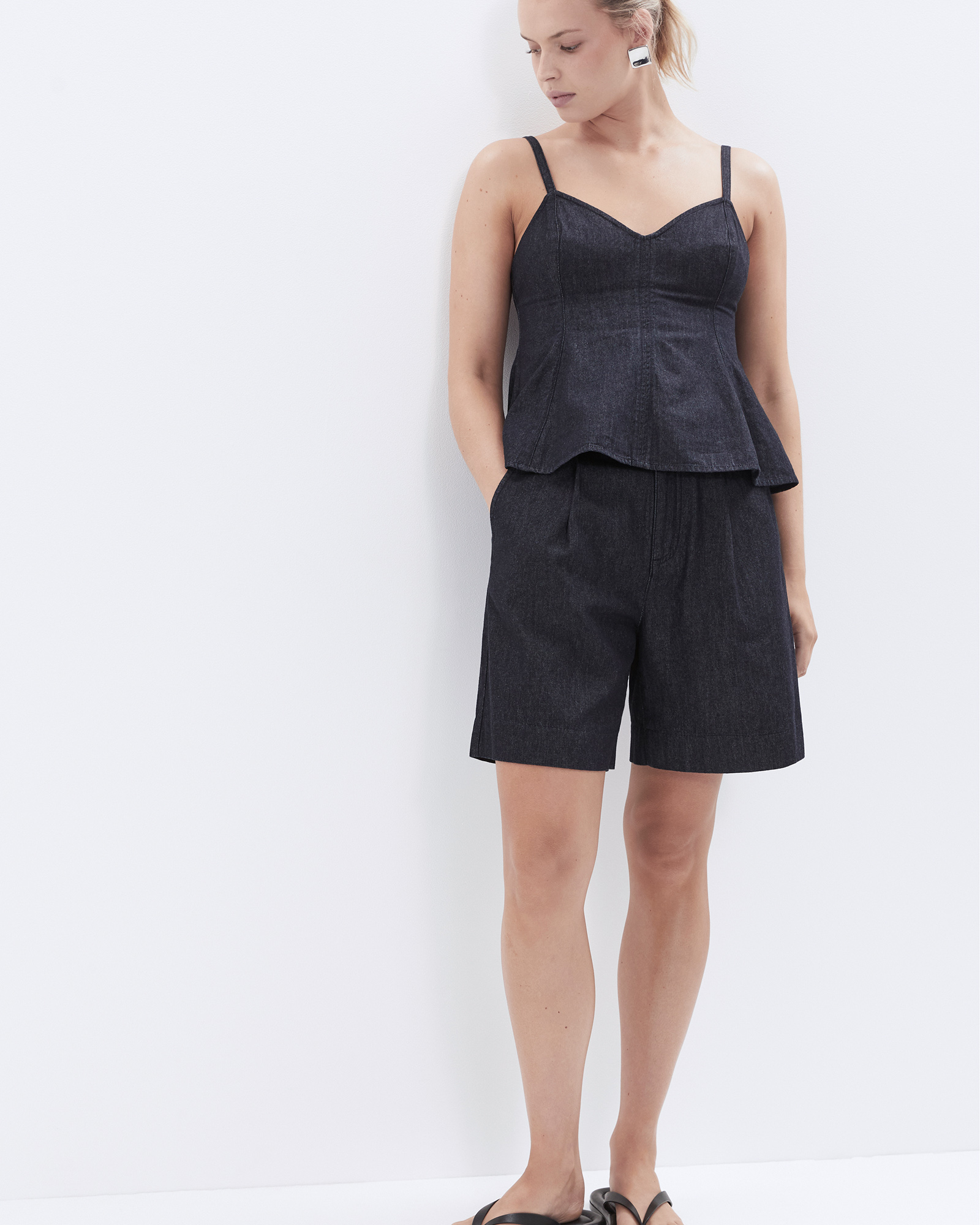 Rinse Denim Pleated Short