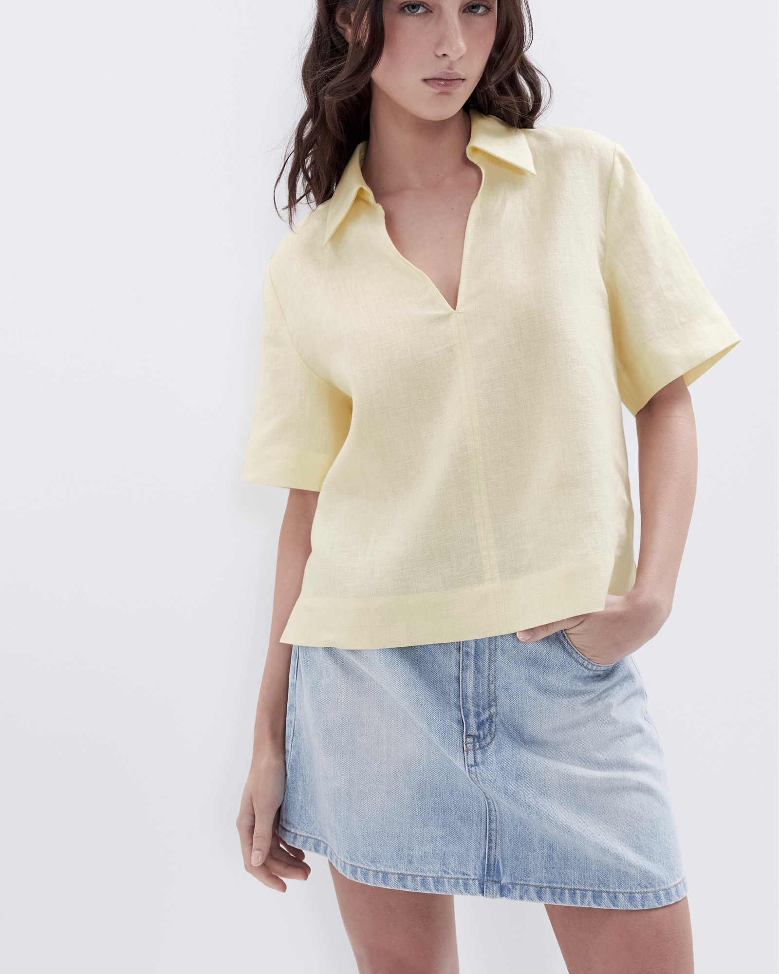 Collared Linen Top