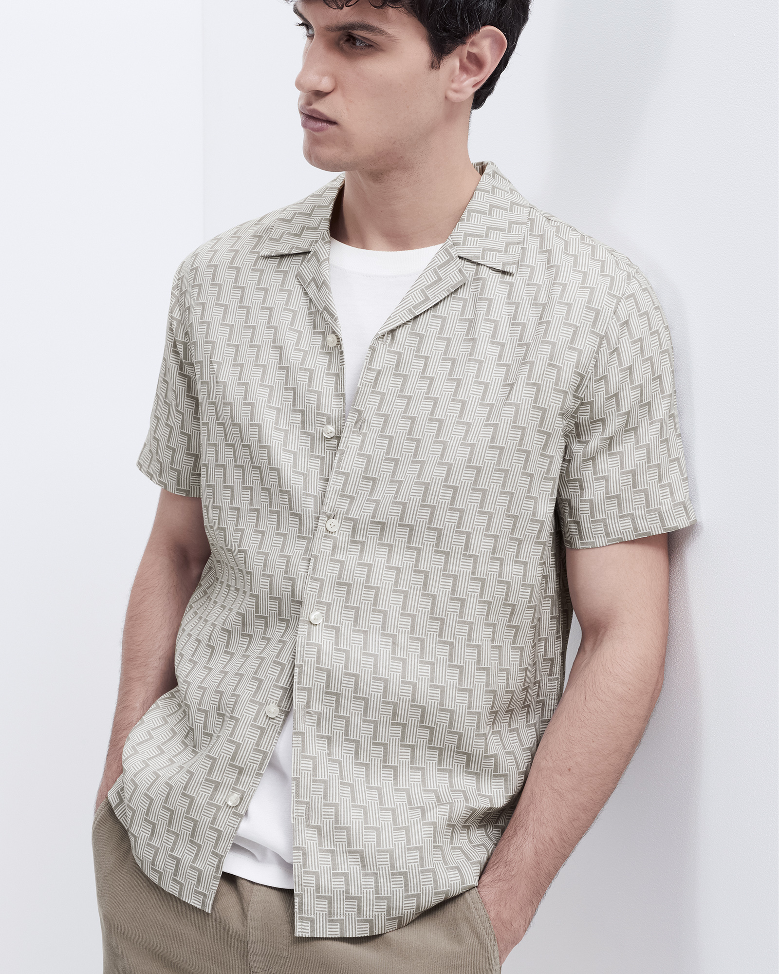 Linen Geo Print Resort Shirt