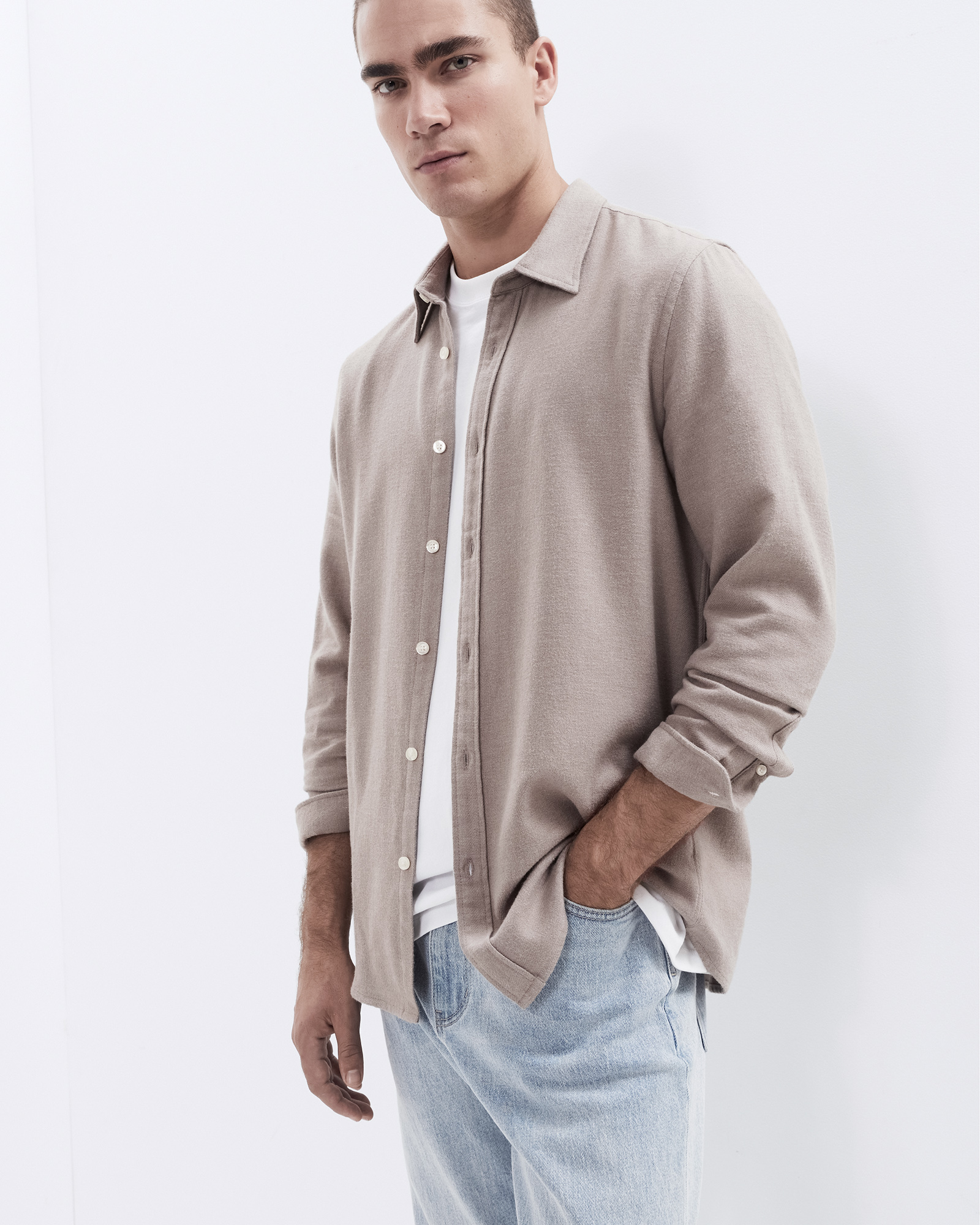 Brushed Cotton L/S Regular Fit Shirt