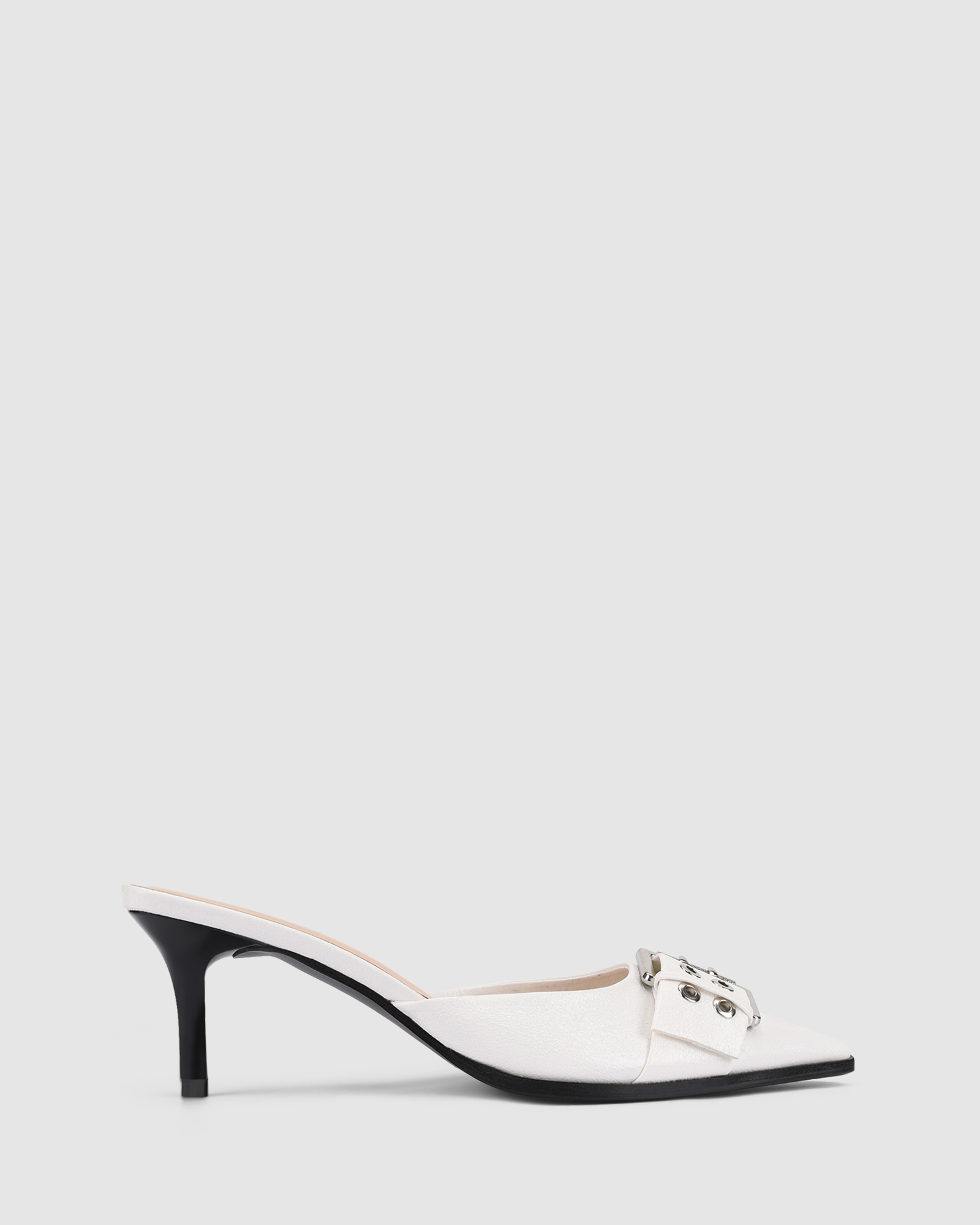 Sez Buckle Stiletto Mules
