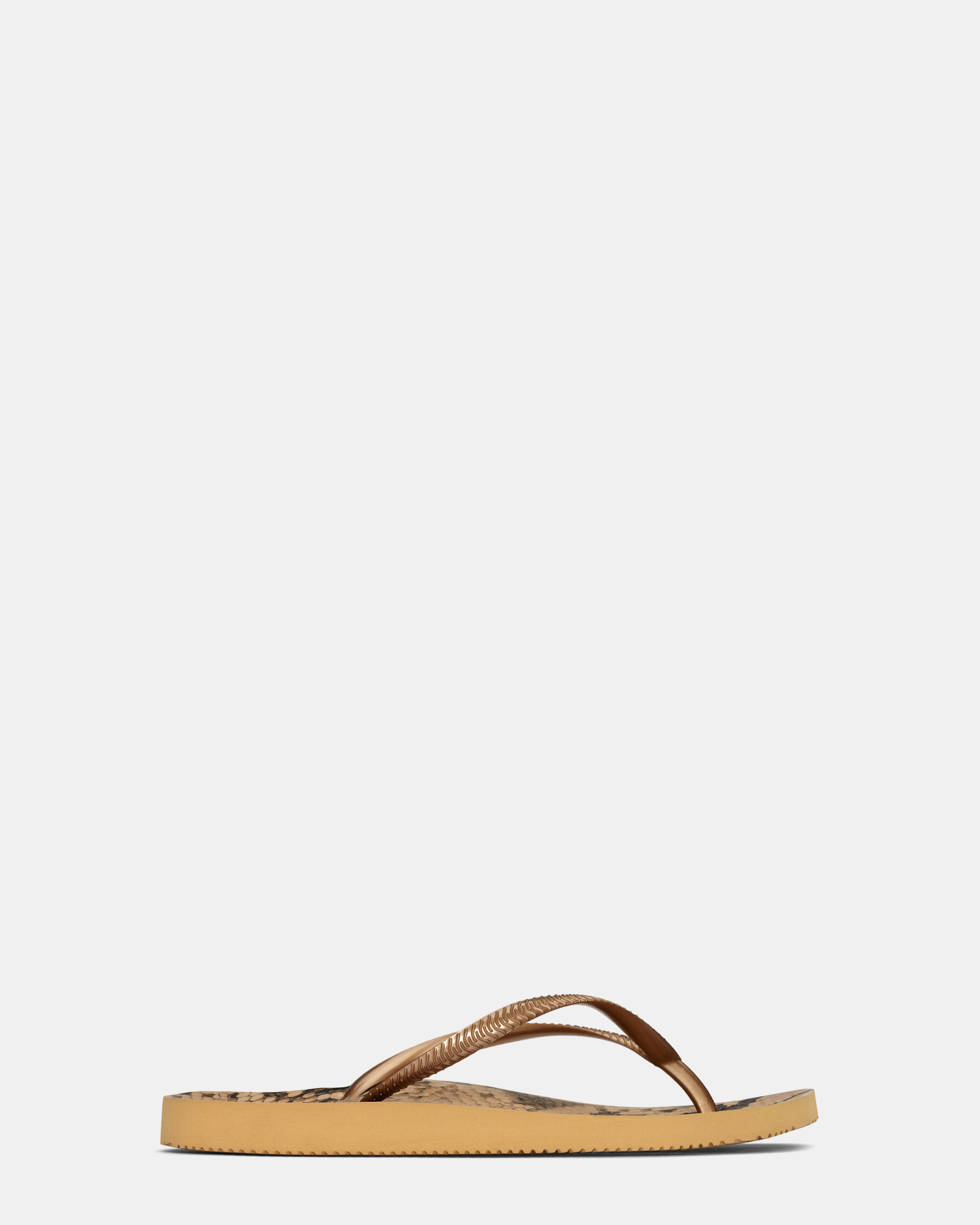 Noosa Print Toe Post Sandal - Bronze Snake
