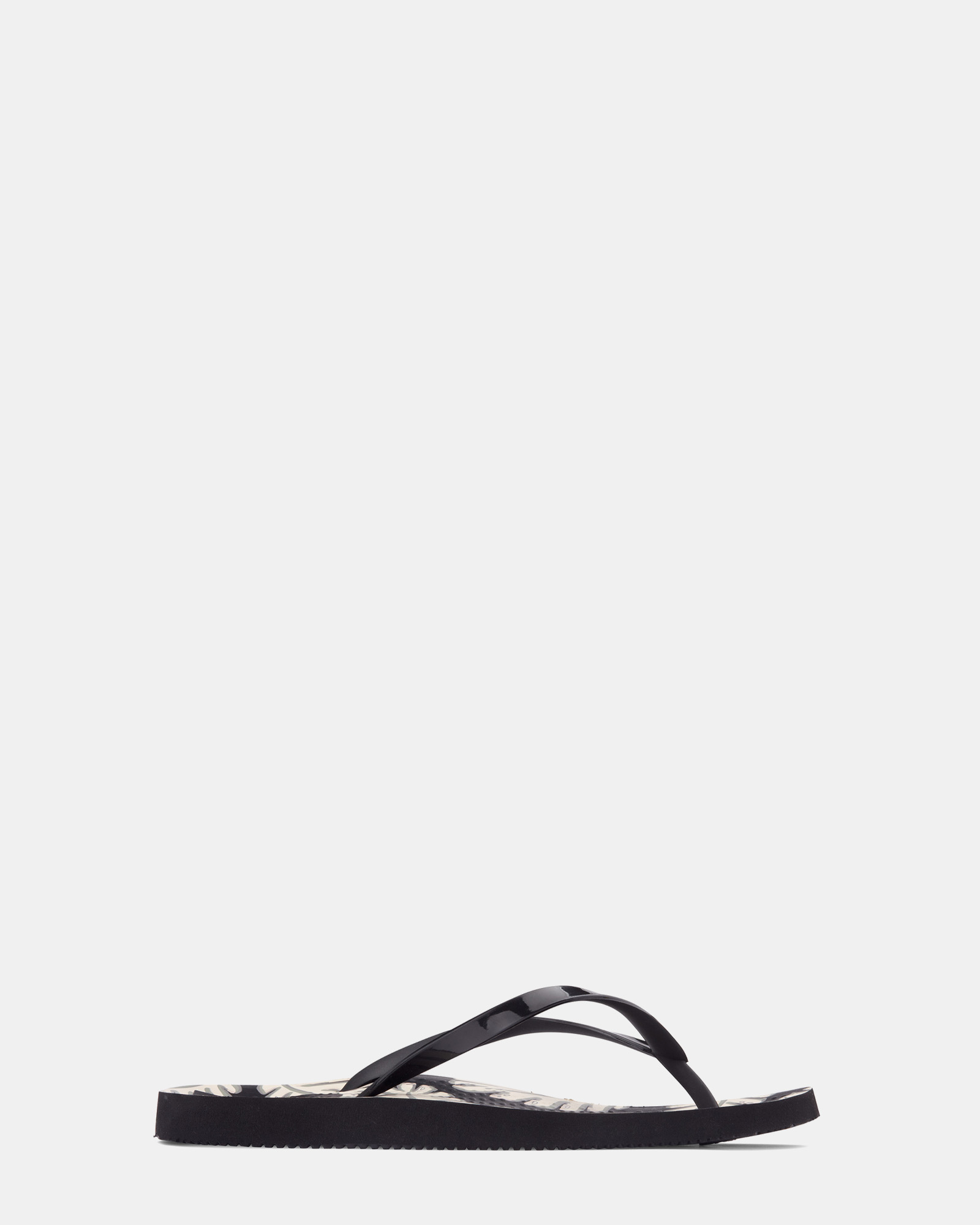 Noosa Print Toe Post Sandal - Palm Black