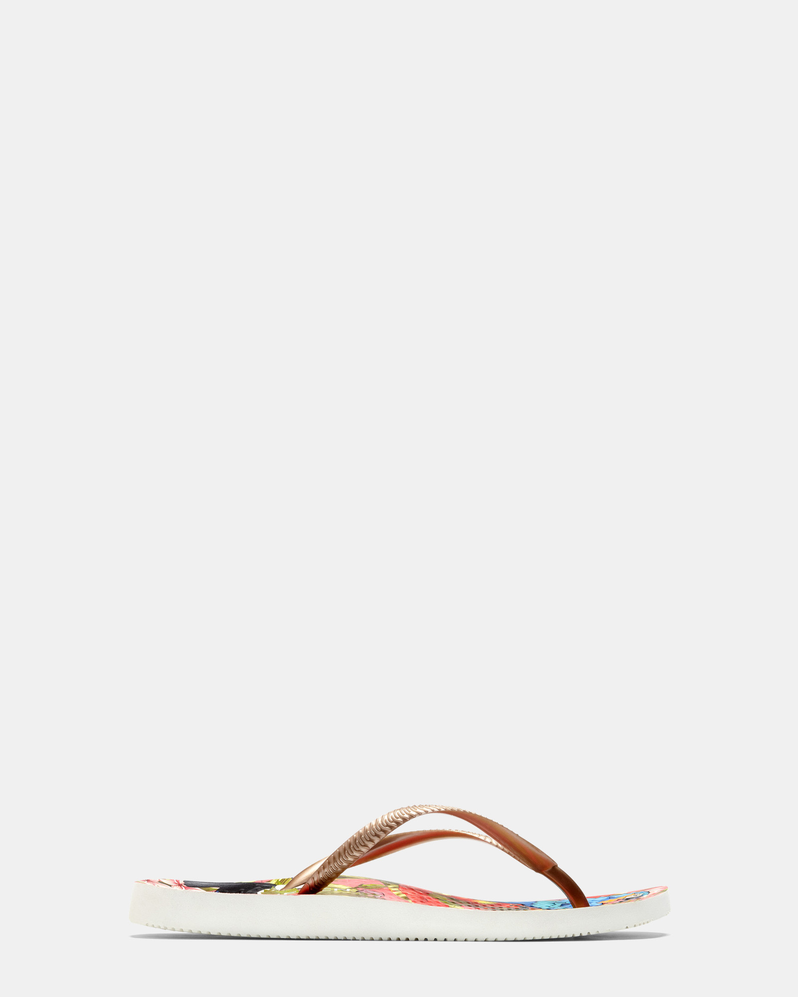 Noosa Print Toe Post Sandal - Red Tropical Bronze