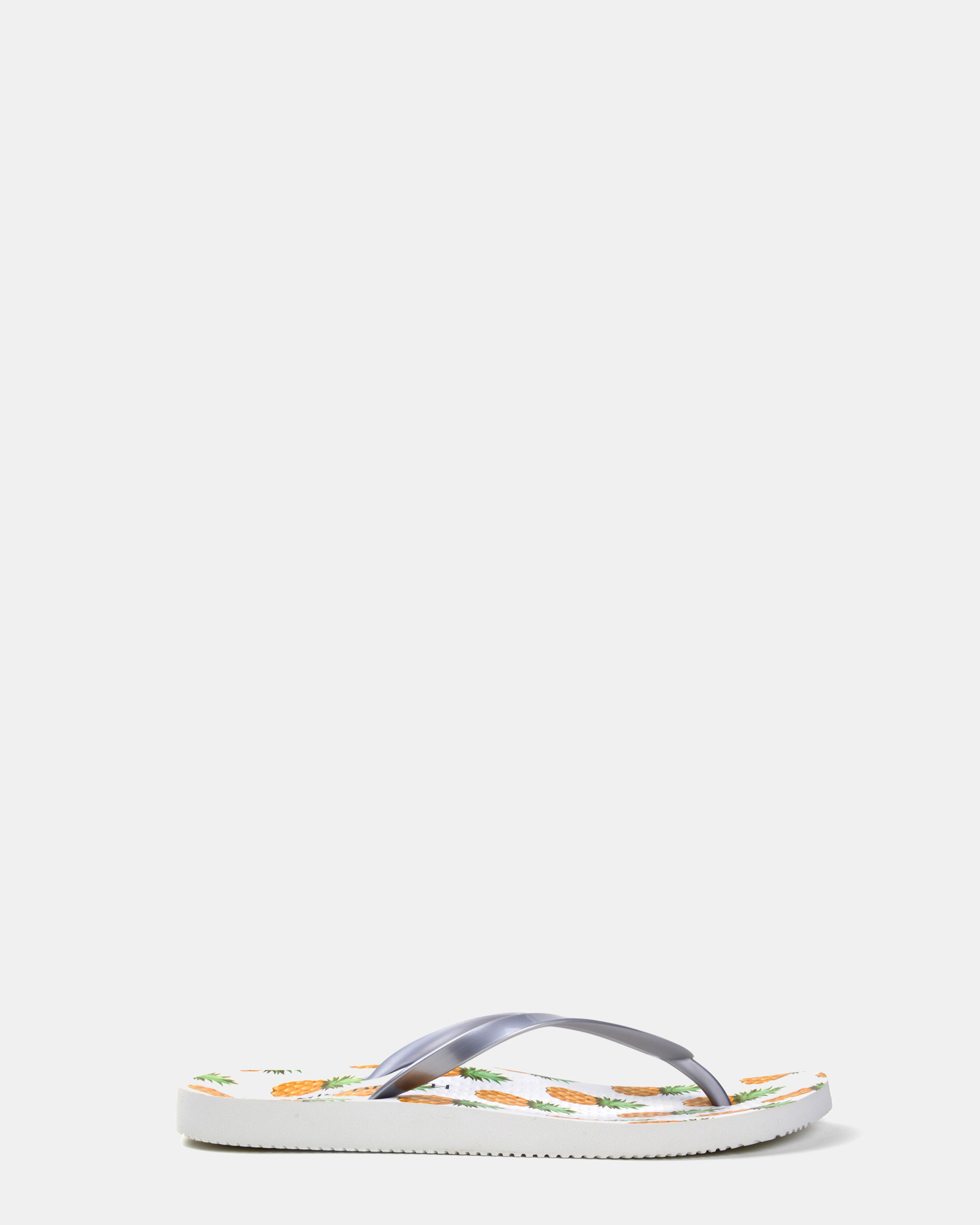Noosa Print Toe Post Sandal - Silver Pineapple