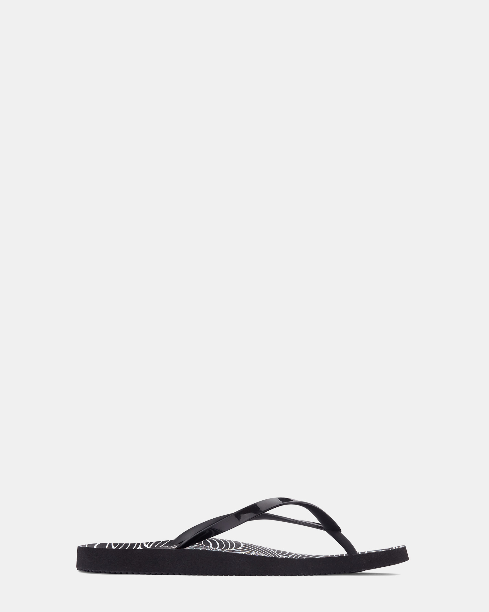 Noosa Print Toe Post Sandal - Wave Black