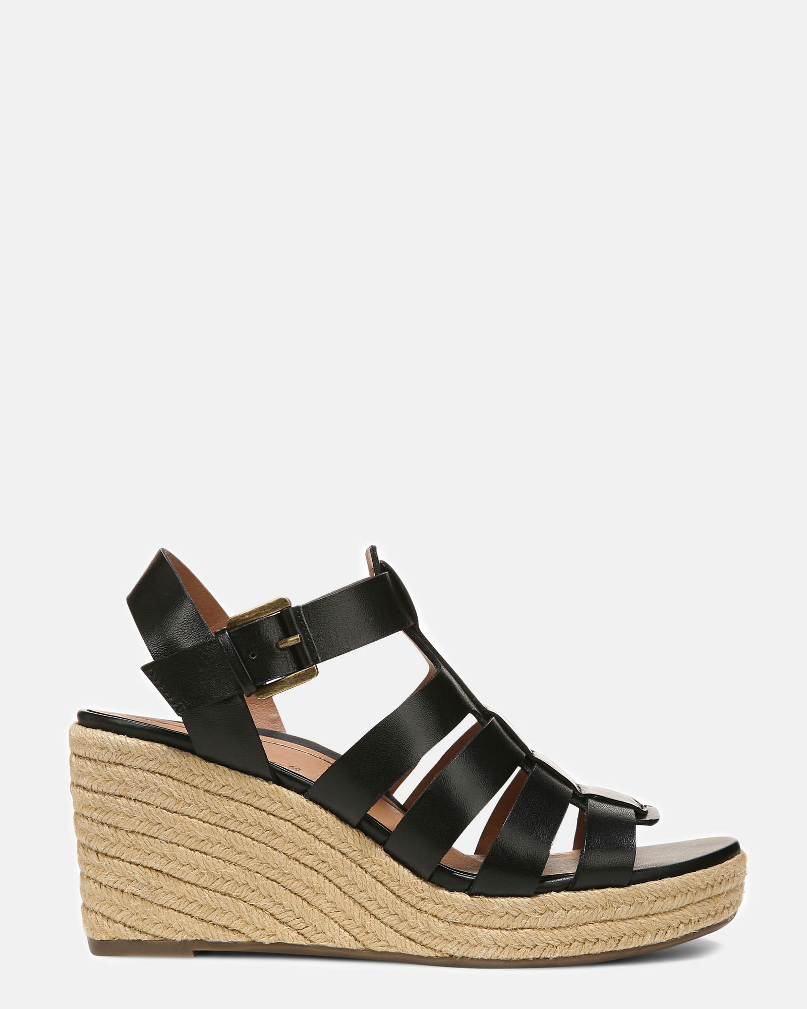 Jaylah Wedge Sandal - Black Leather