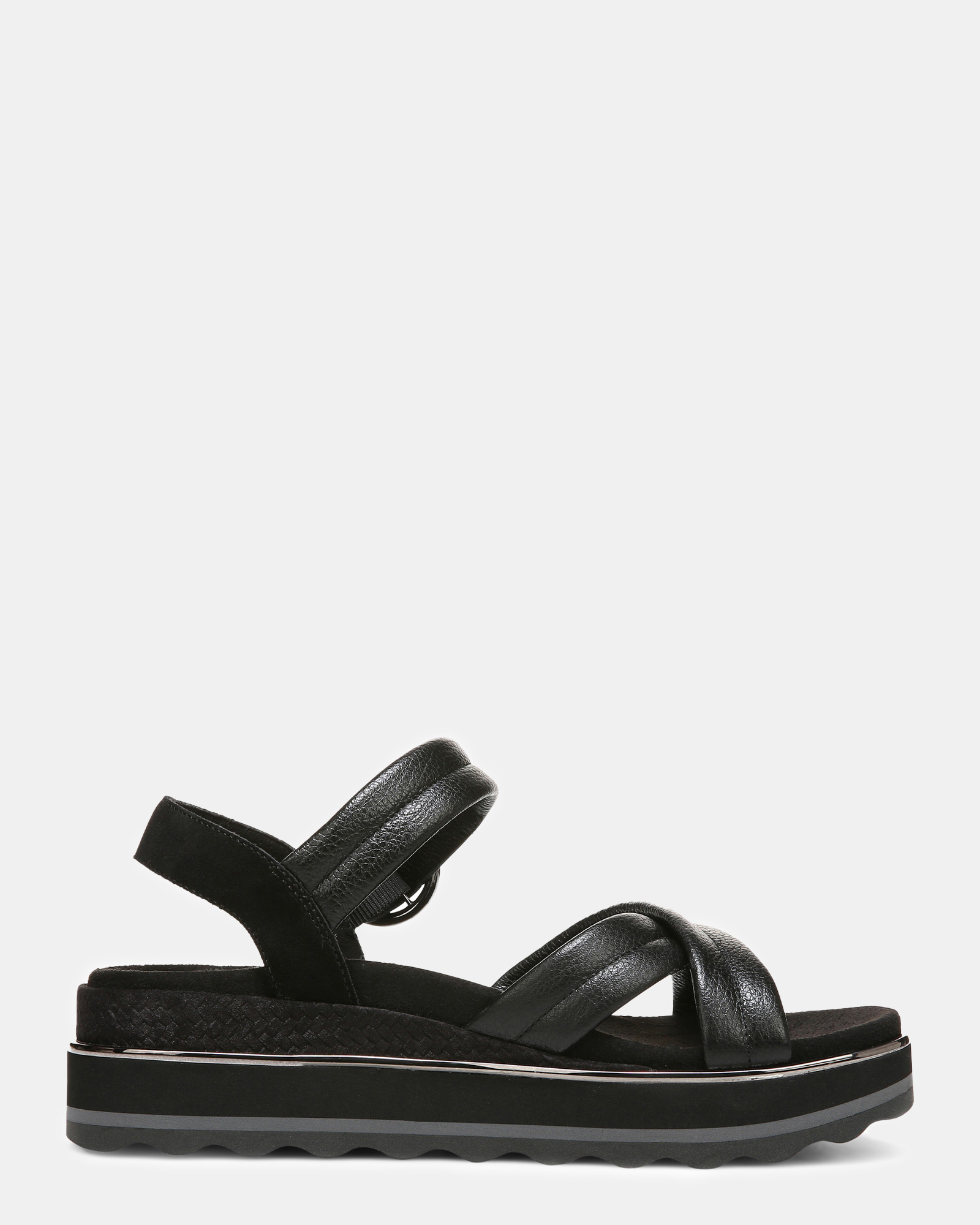 Reyna Flatform Sandal - Black Leather