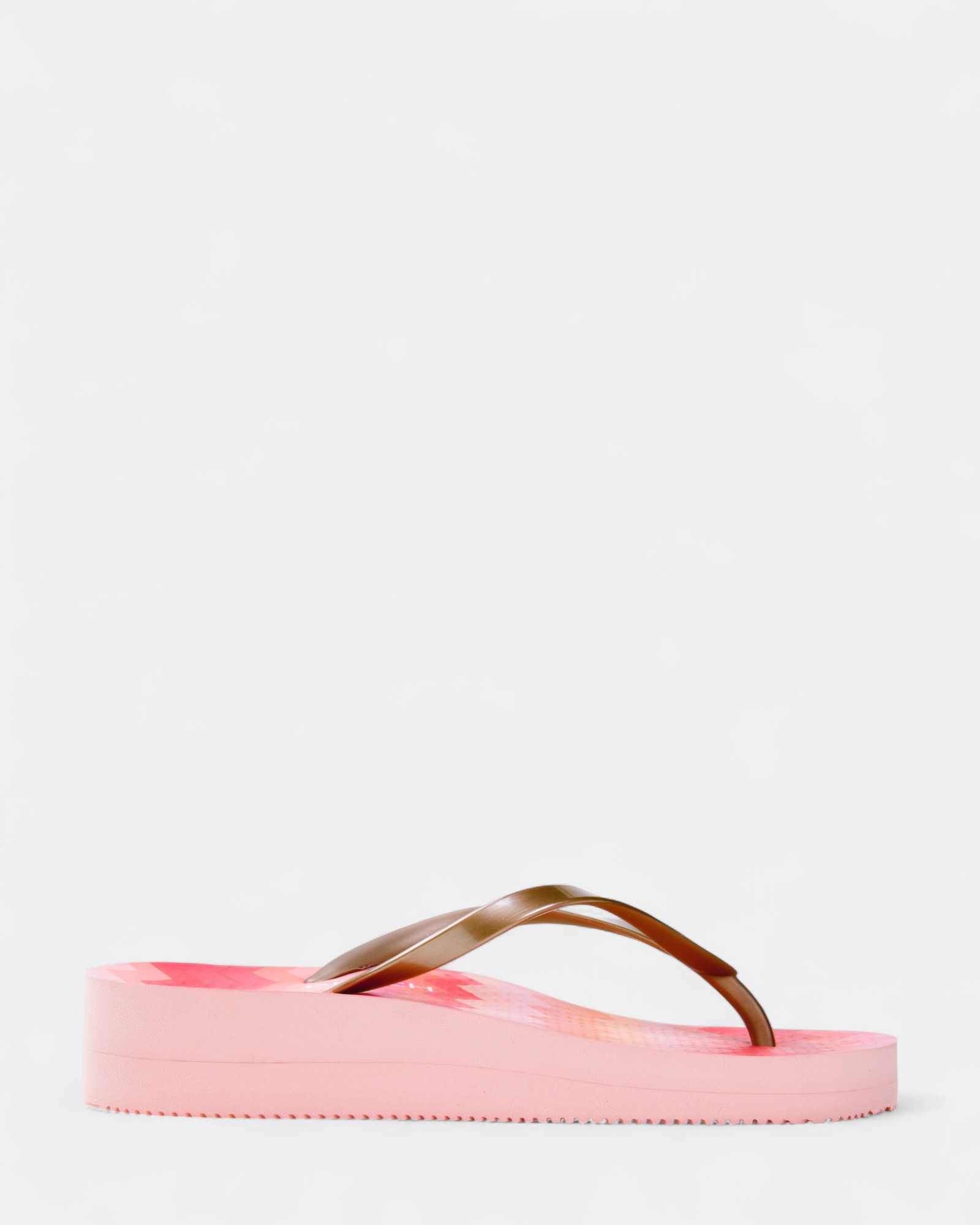 Coogee Wedge Toe Post Sandal - Pink Zig Zag