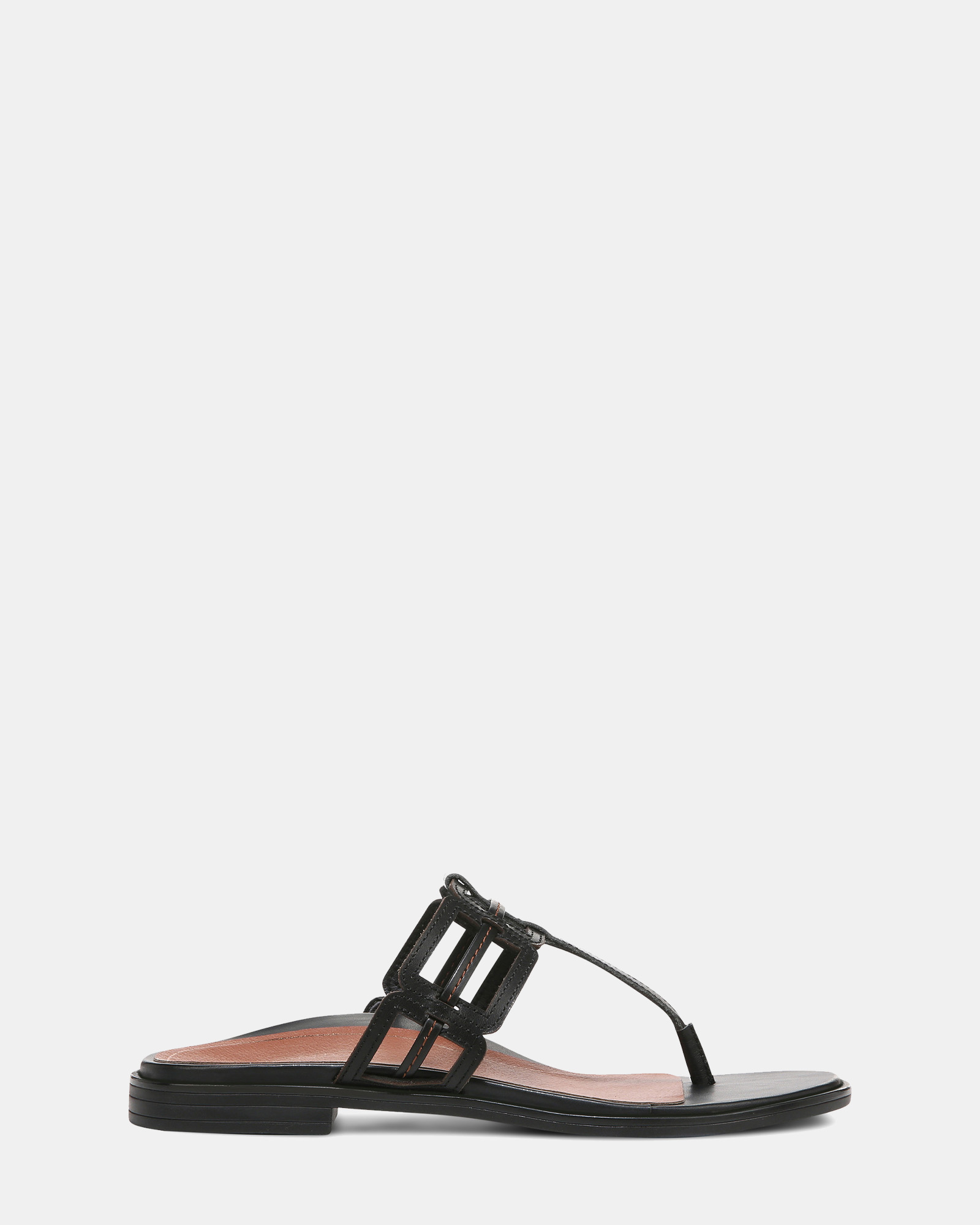 Alvana Toe Post Sandal - Black Leather