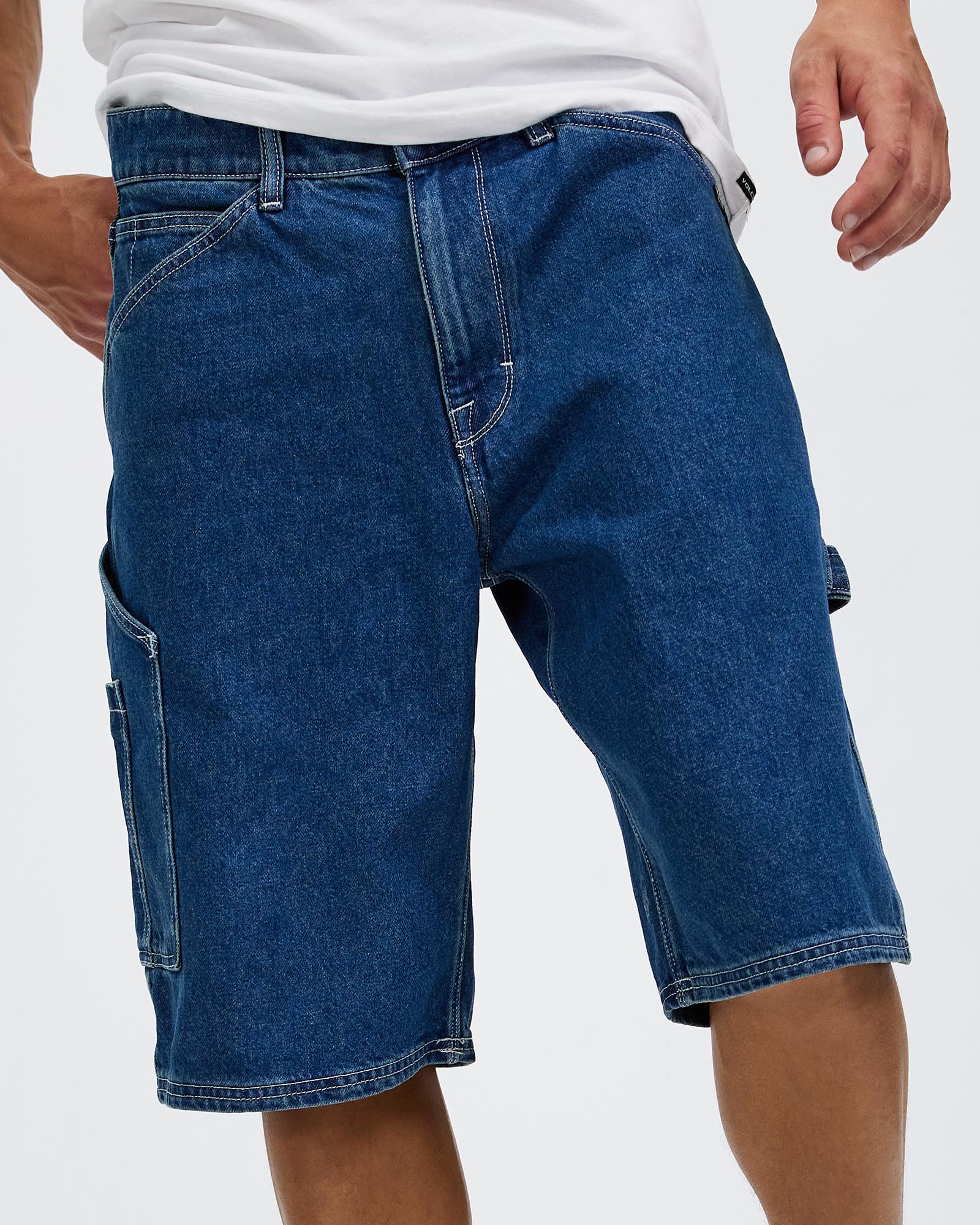 Mens Labored Denim Utility Short