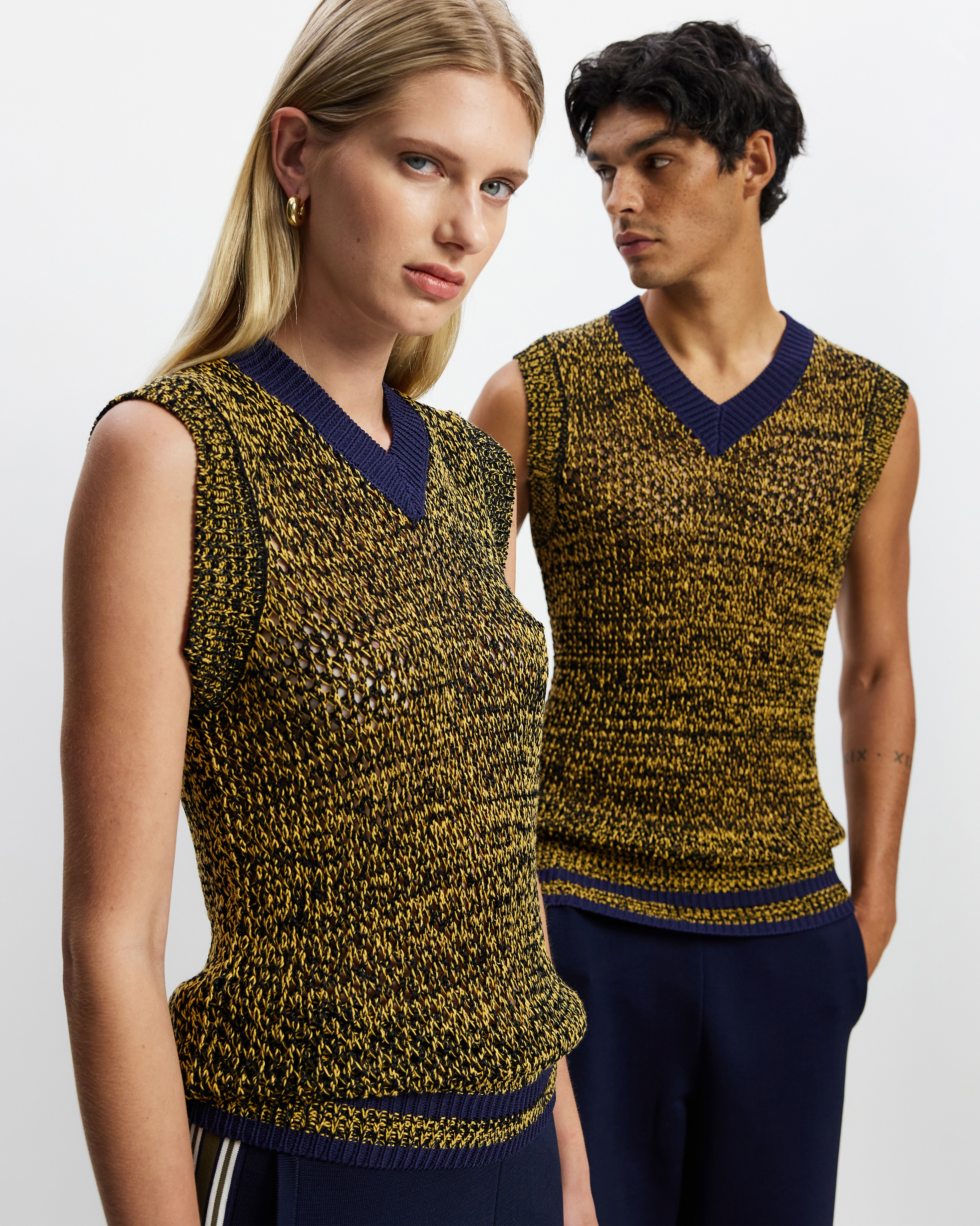 Mouline Yarn Shade Knit Vest