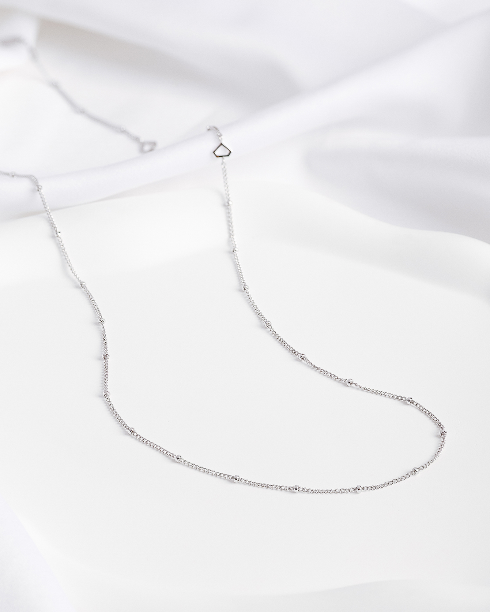 Beaded Chain Silver Necklace