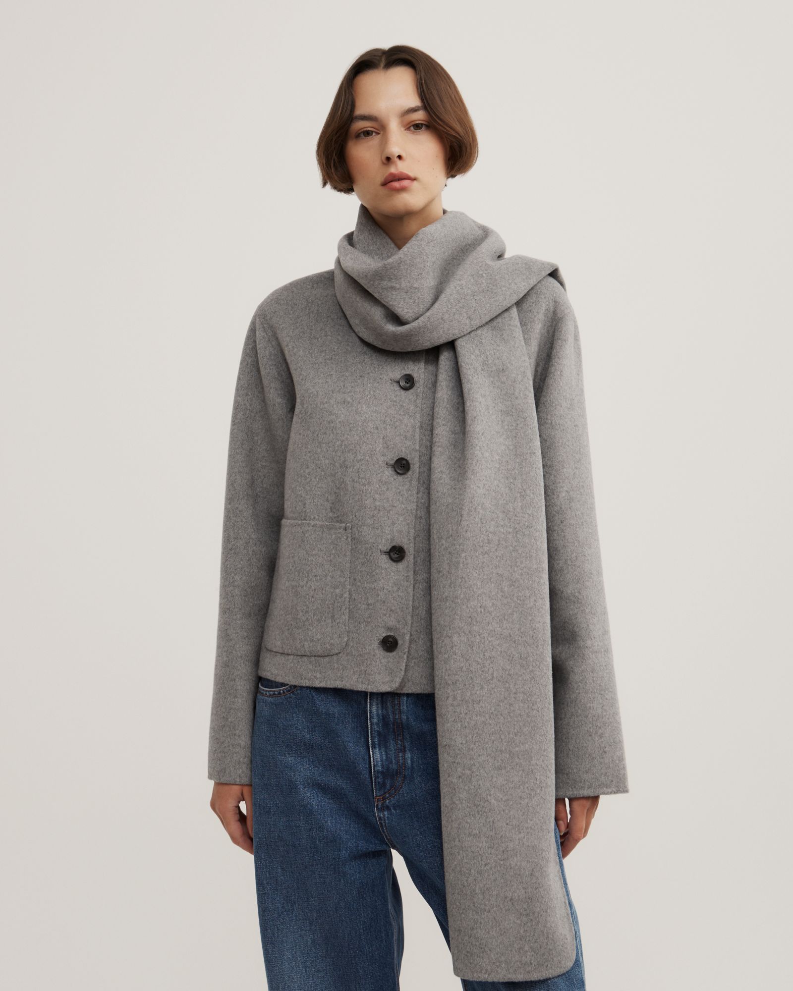 Crop Scarf Coat