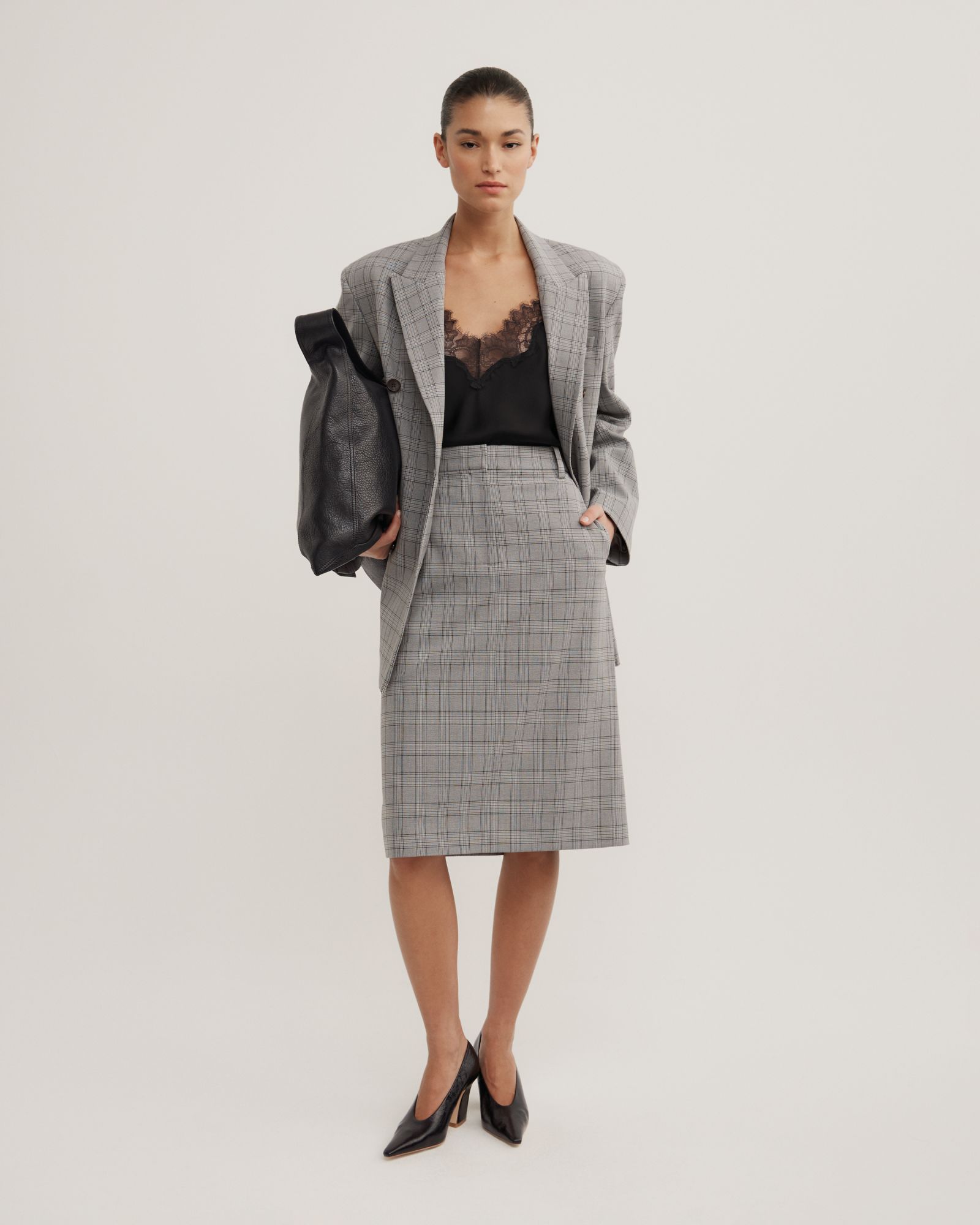 Check Midi Skirt