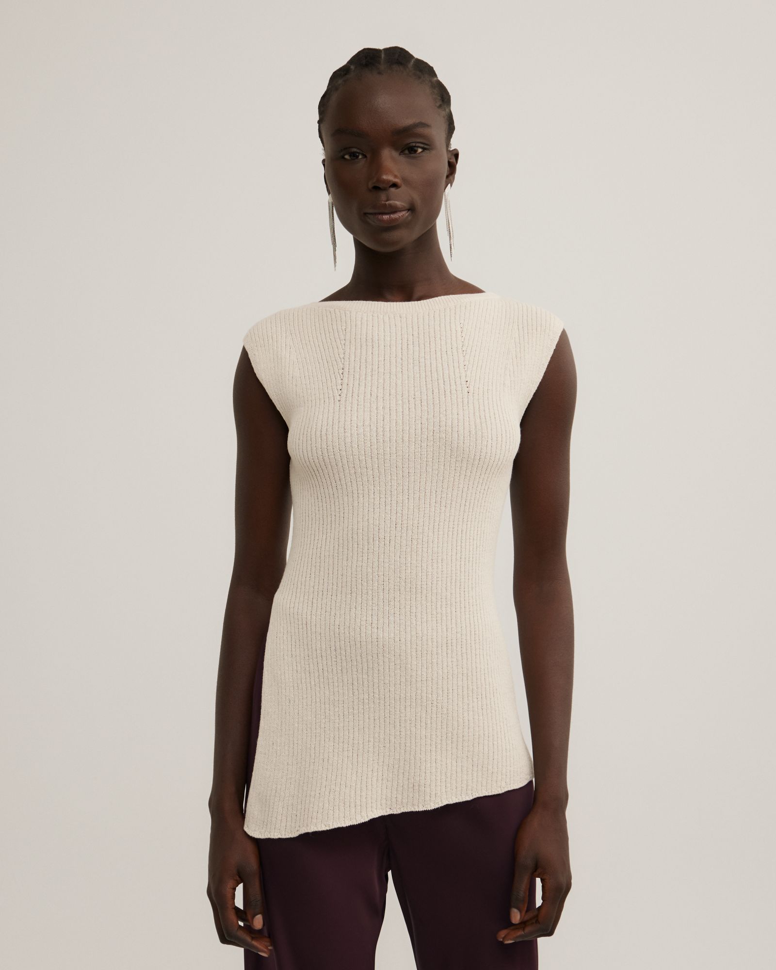 Asymmetric Hem Knit Tank
