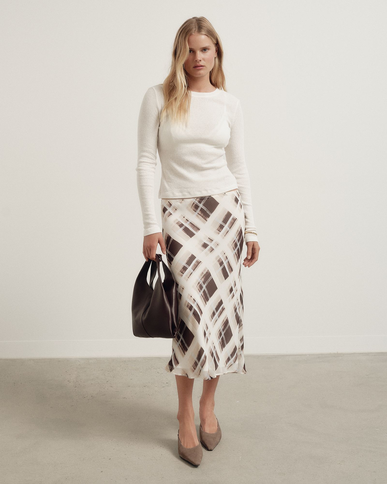 Check Midi Skirt