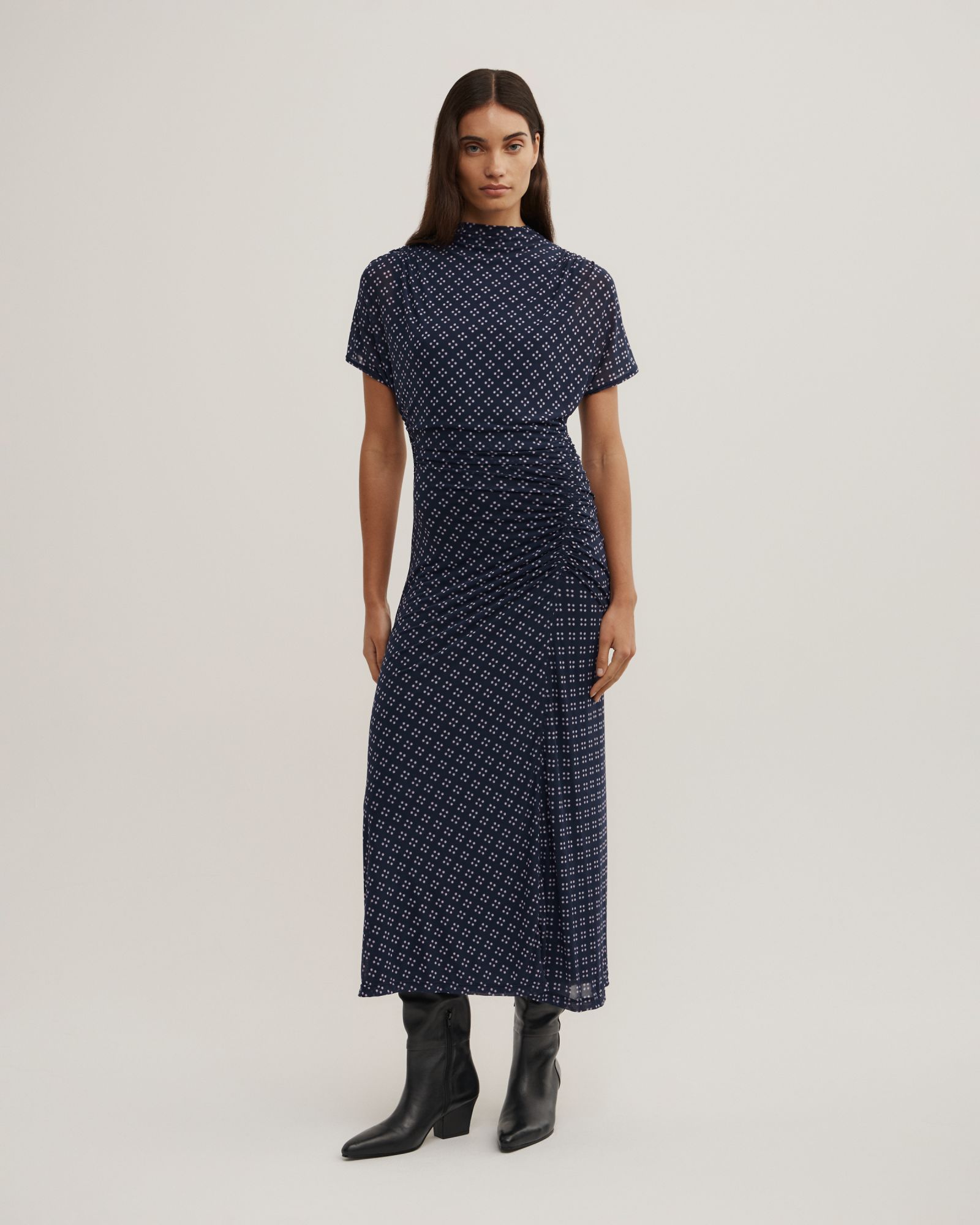 Mock Neck Mesh Dress