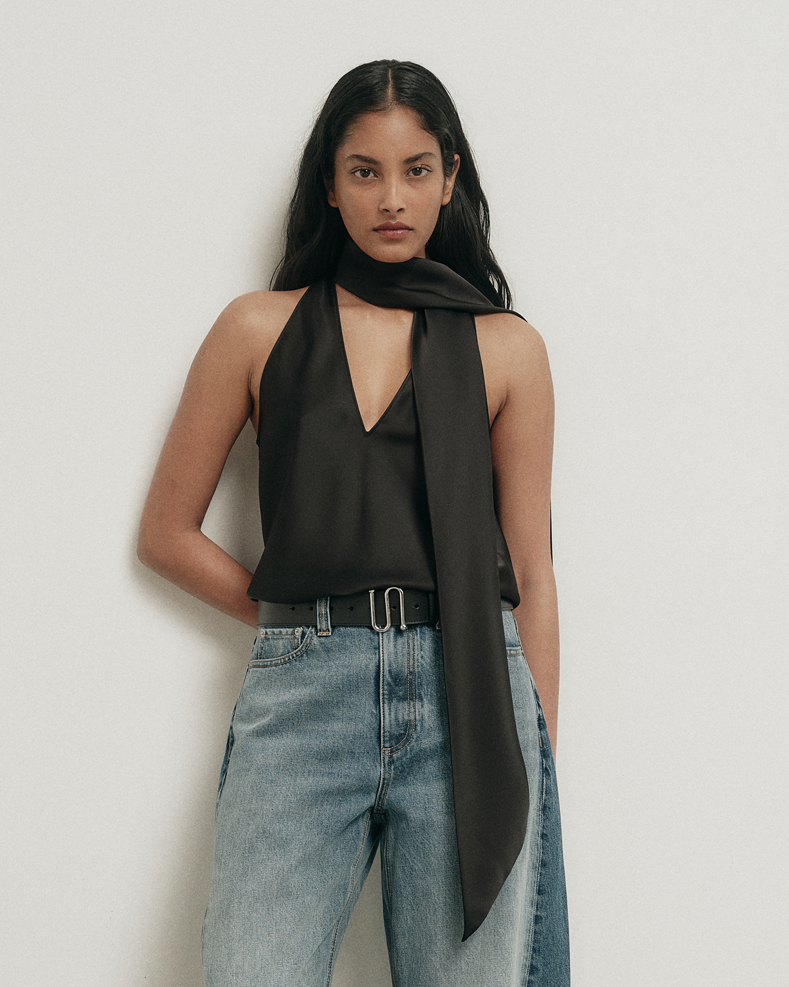 V-neck Scarf Top