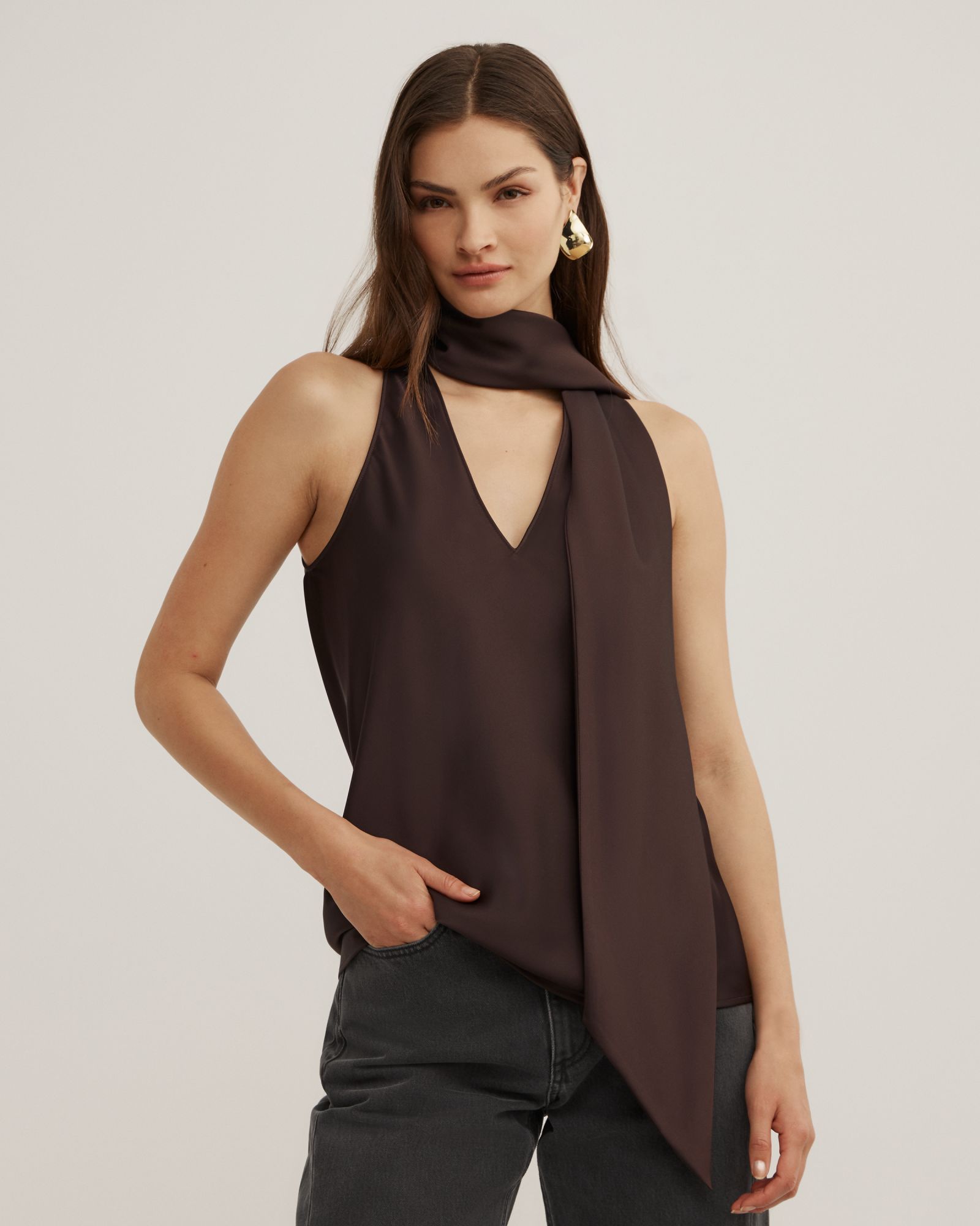 V-neck Scarf Top
