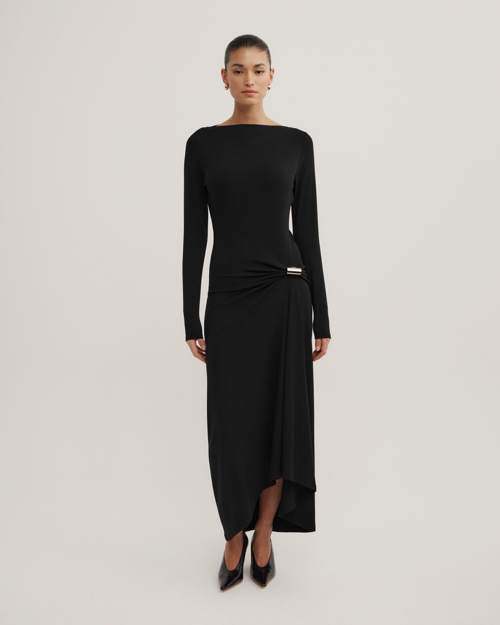 Long Sleeve Trim Detail Rib Dress