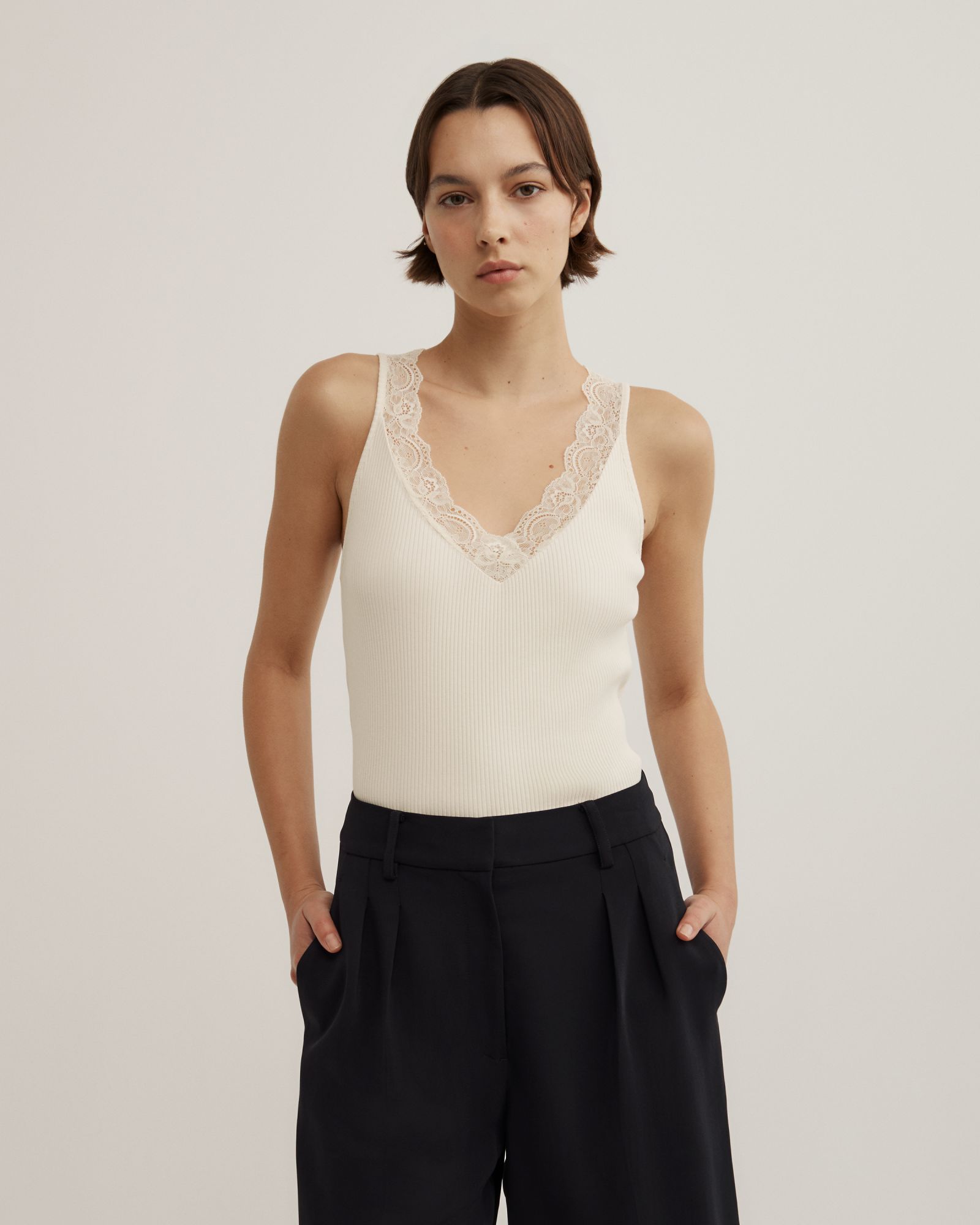 Lace Rib Tank Top