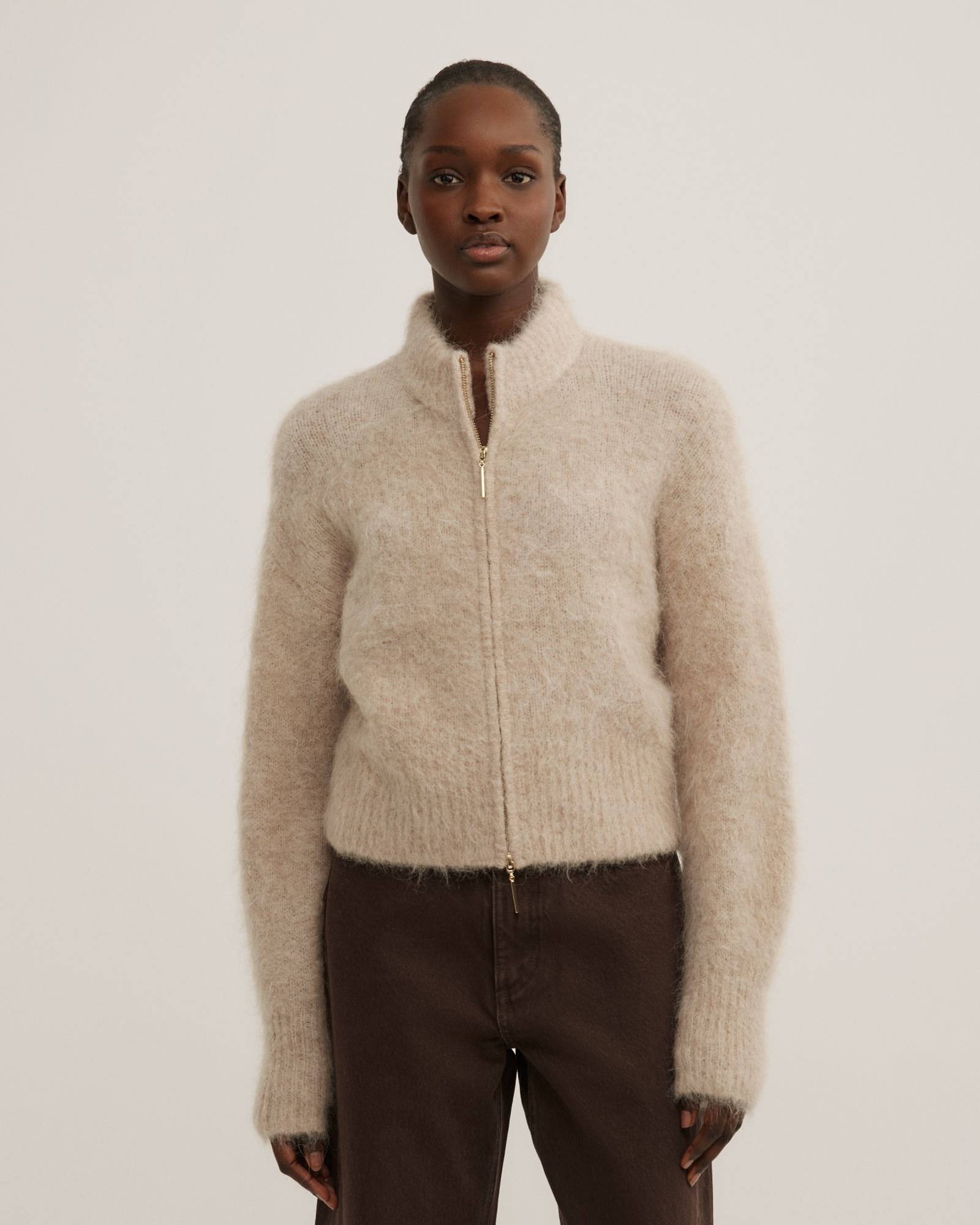 Fluffy Funnel Bomber Jacket
