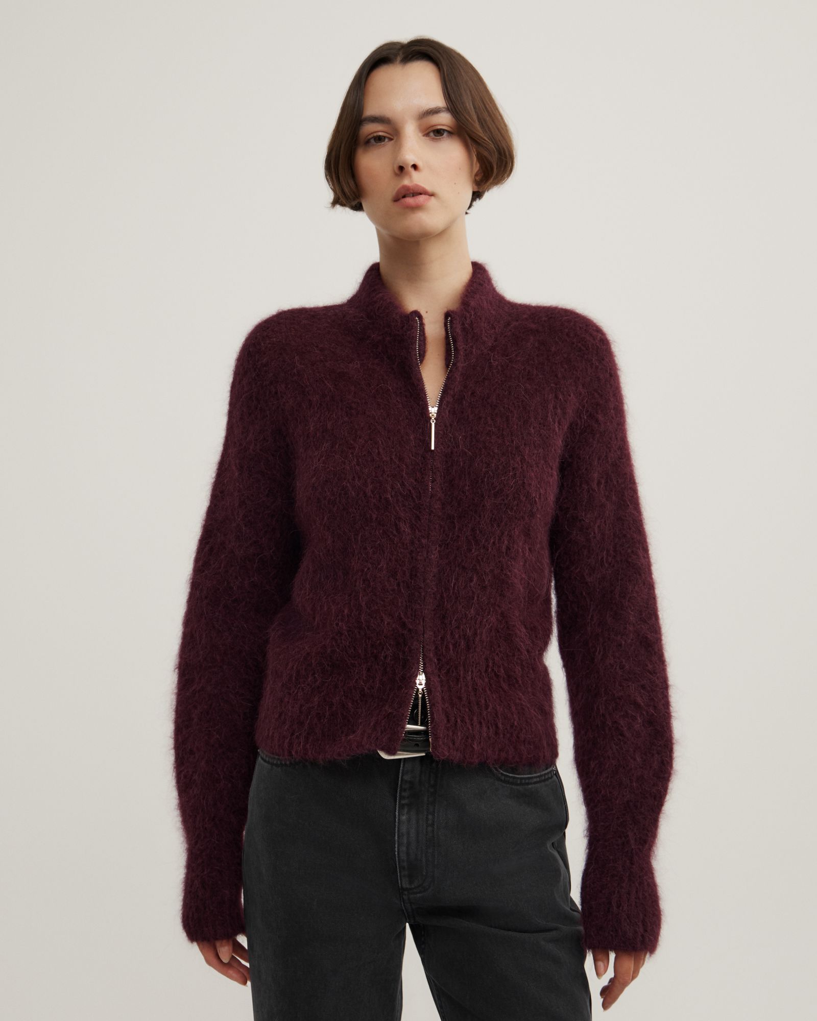 Fluffy Funnel Bomber Jacket