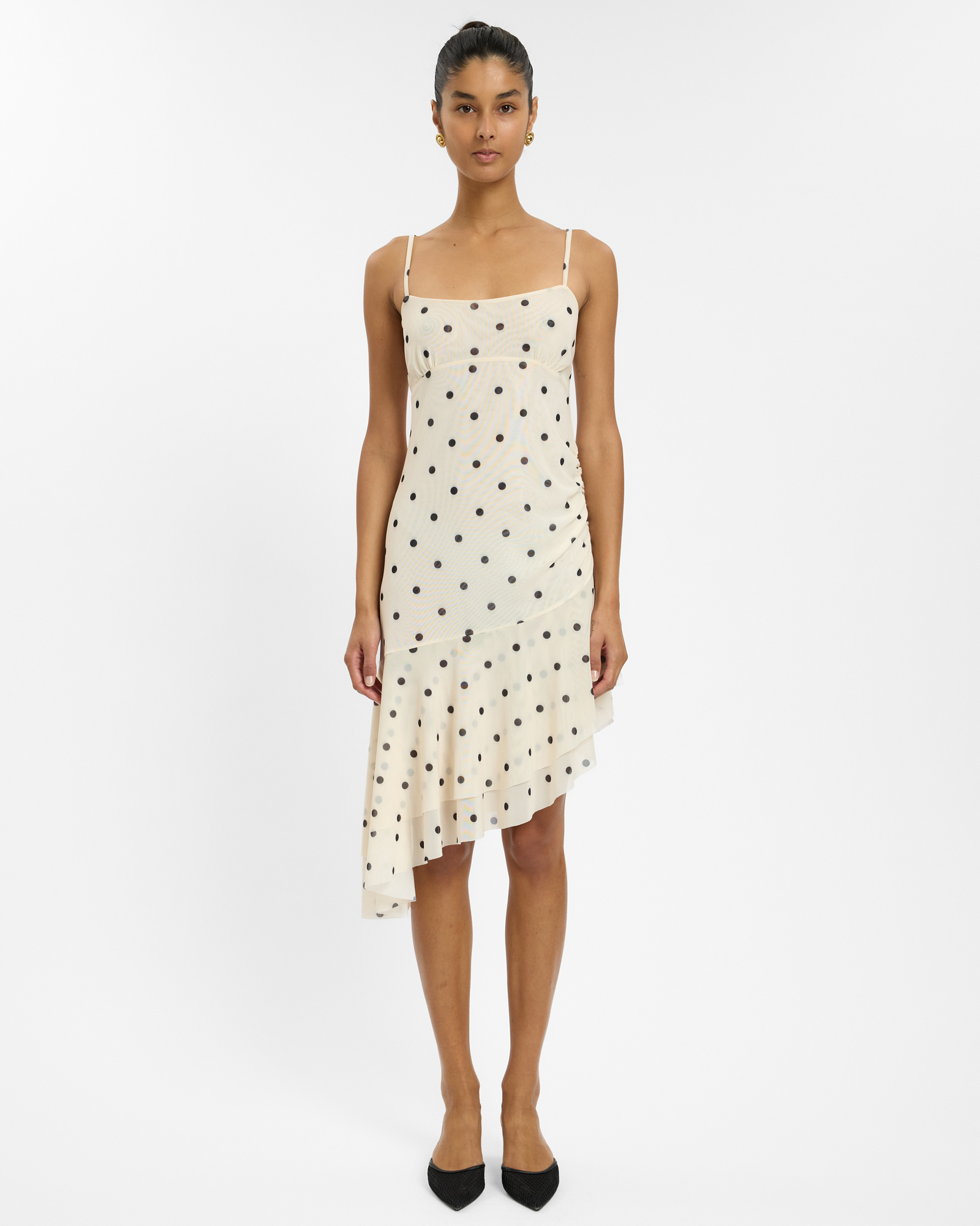 Asymmetrical Frill Midi Dress