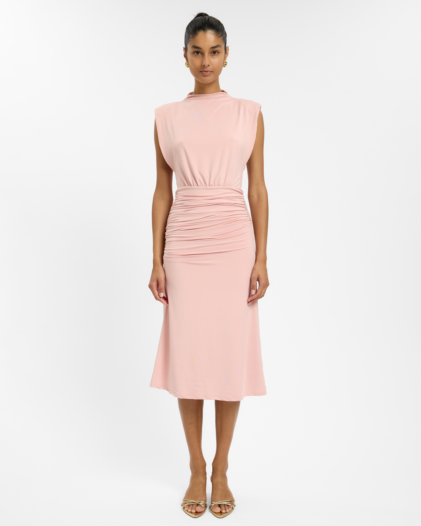 Structured Shoulder Midi Dress