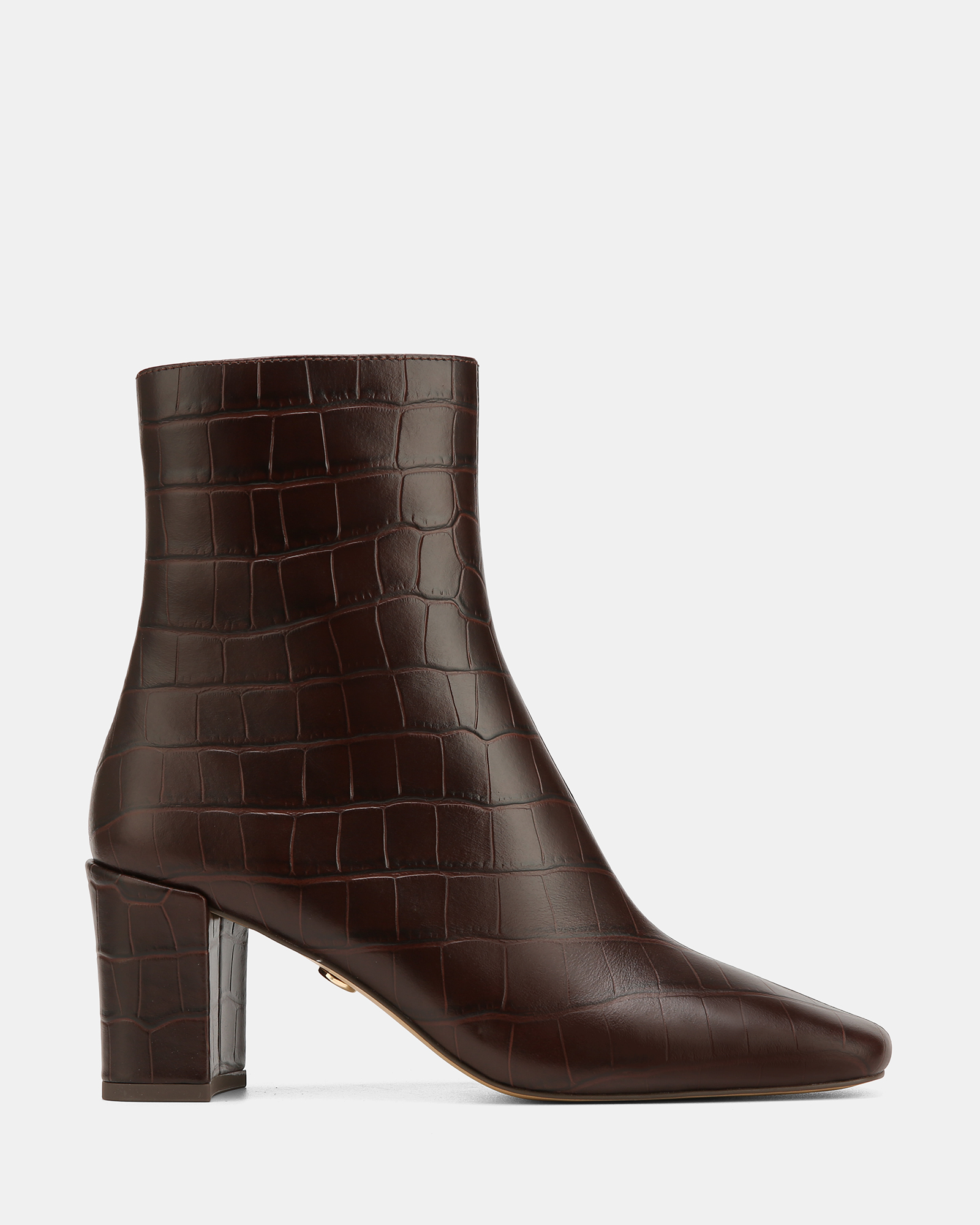 Lena Croc Embossed Leather Ankle Boots