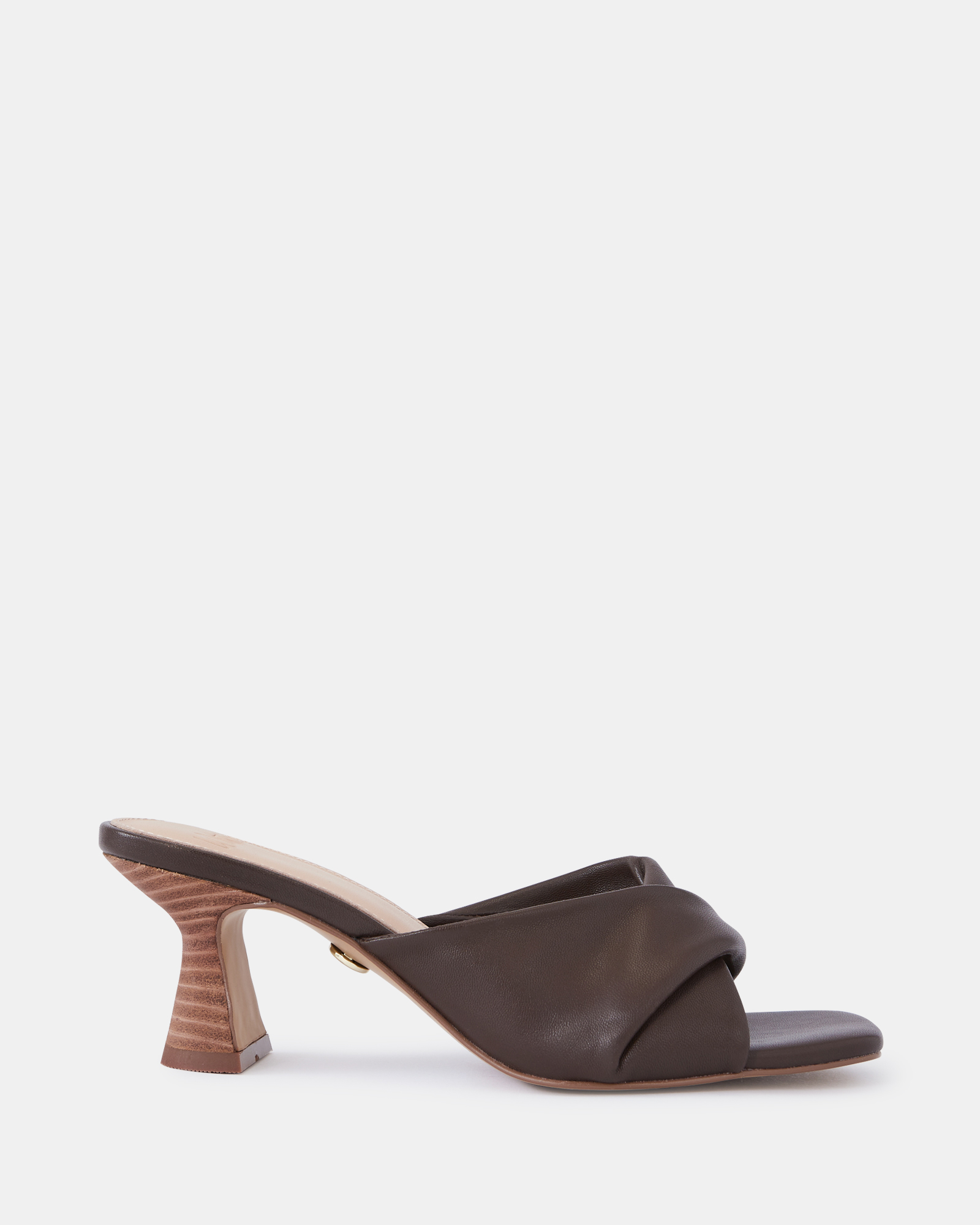 Marlee Leather Flared Heel Mules