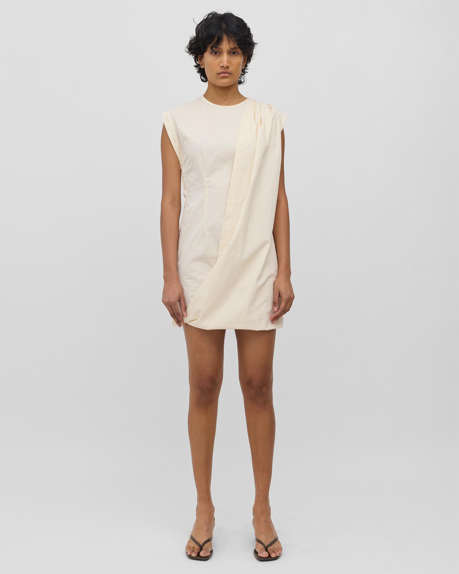 Fold Up Placket Mini Dress
