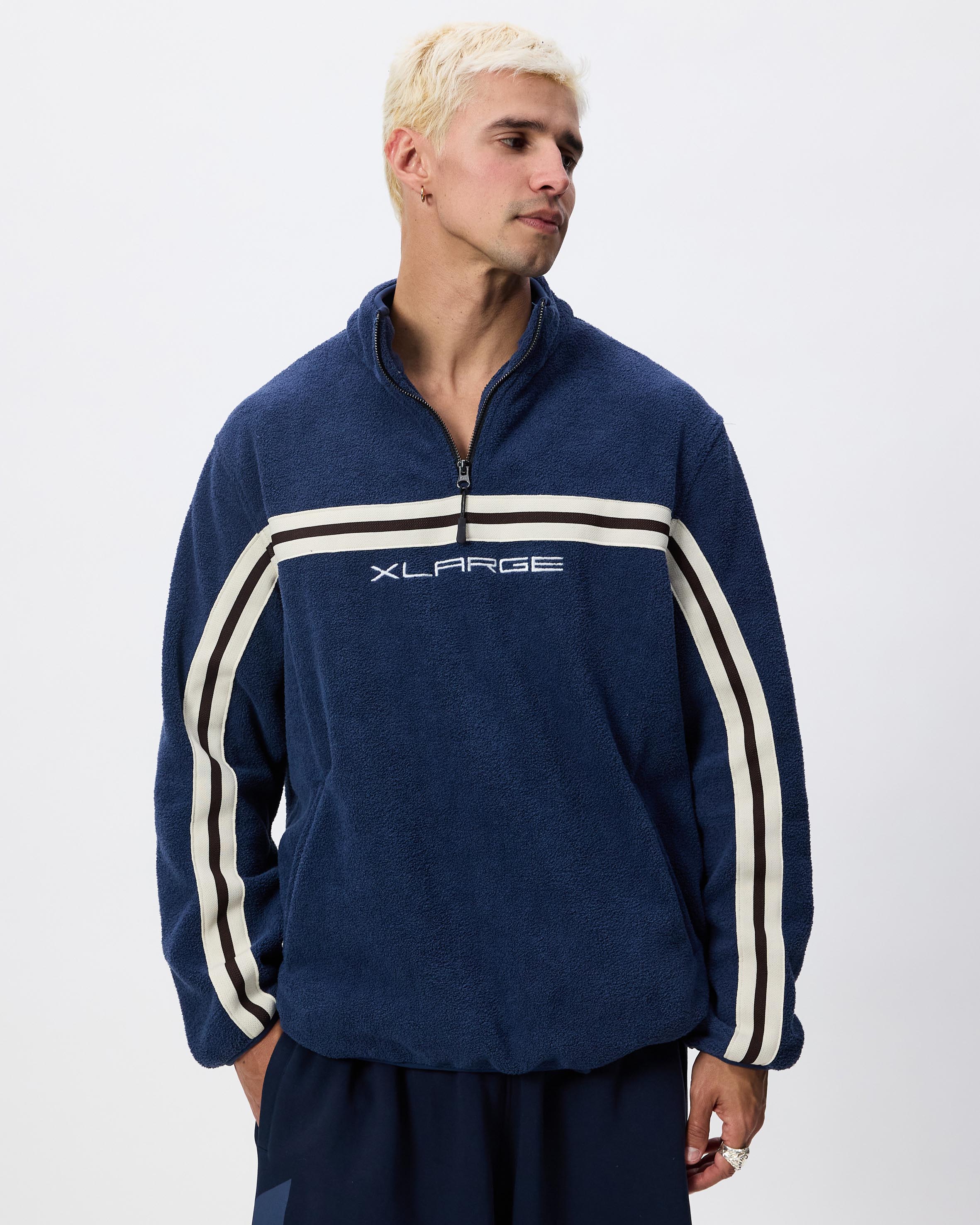 Stripe Polar Fleece 1/4 Zip