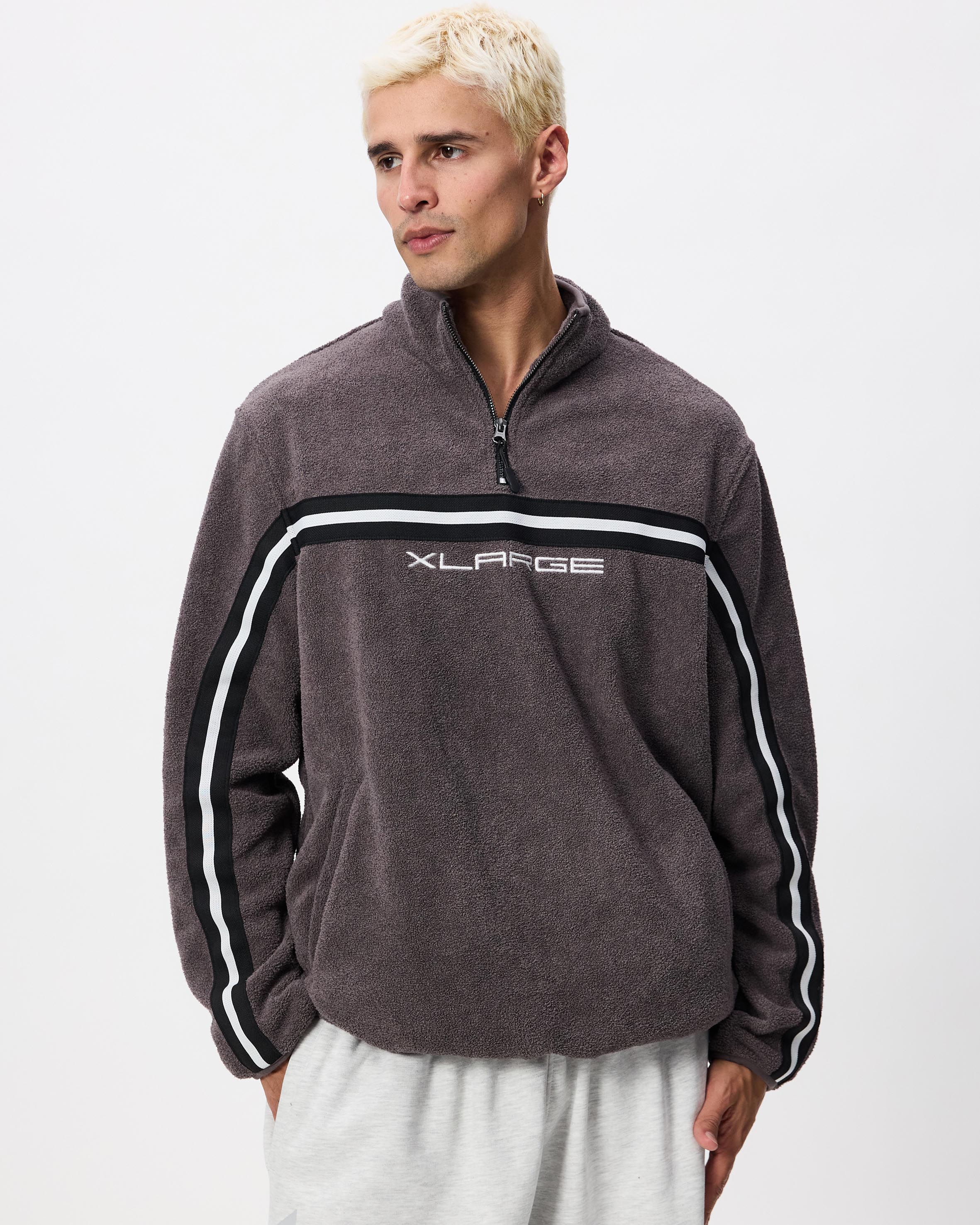 Stripe Polar Fleece 1/4 Zip